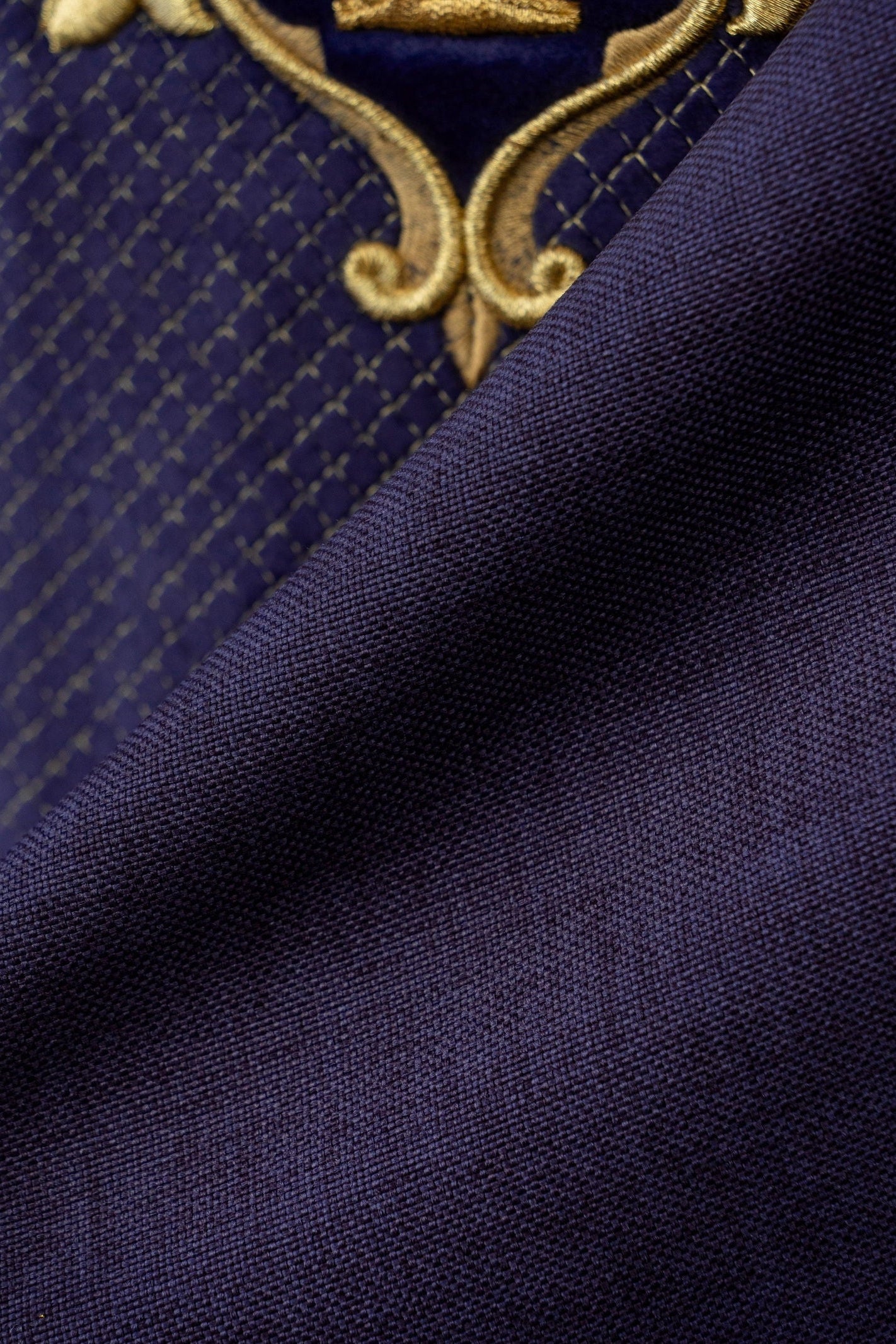 Purple Chasuble with Embroidered Cross Symbol