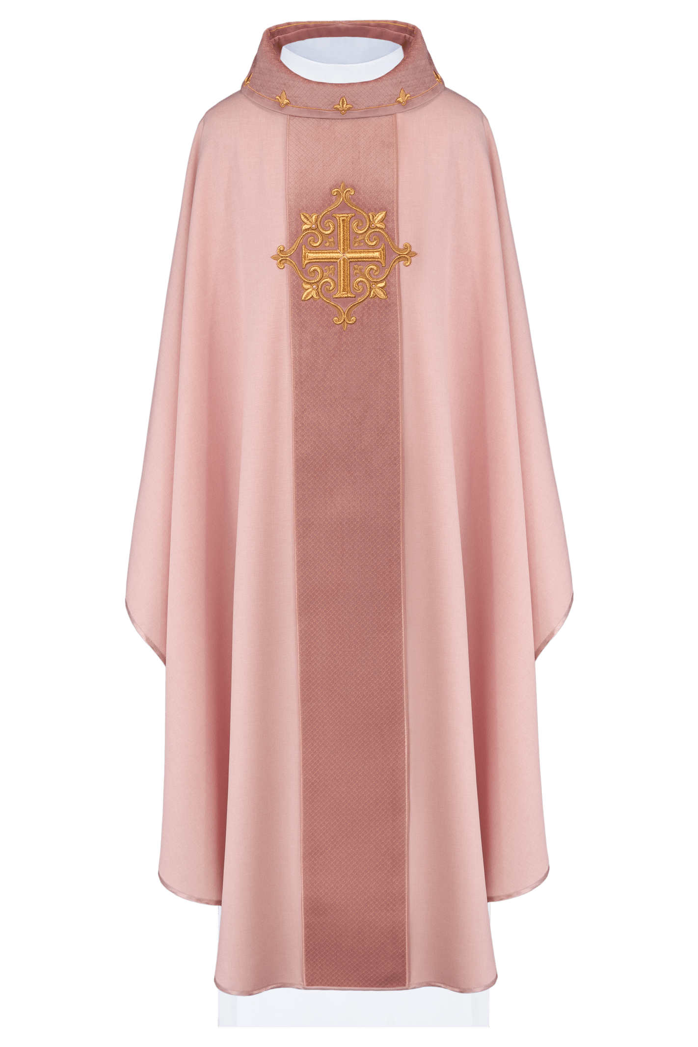 Pink Chasuble with Embroidered Cross Symbol