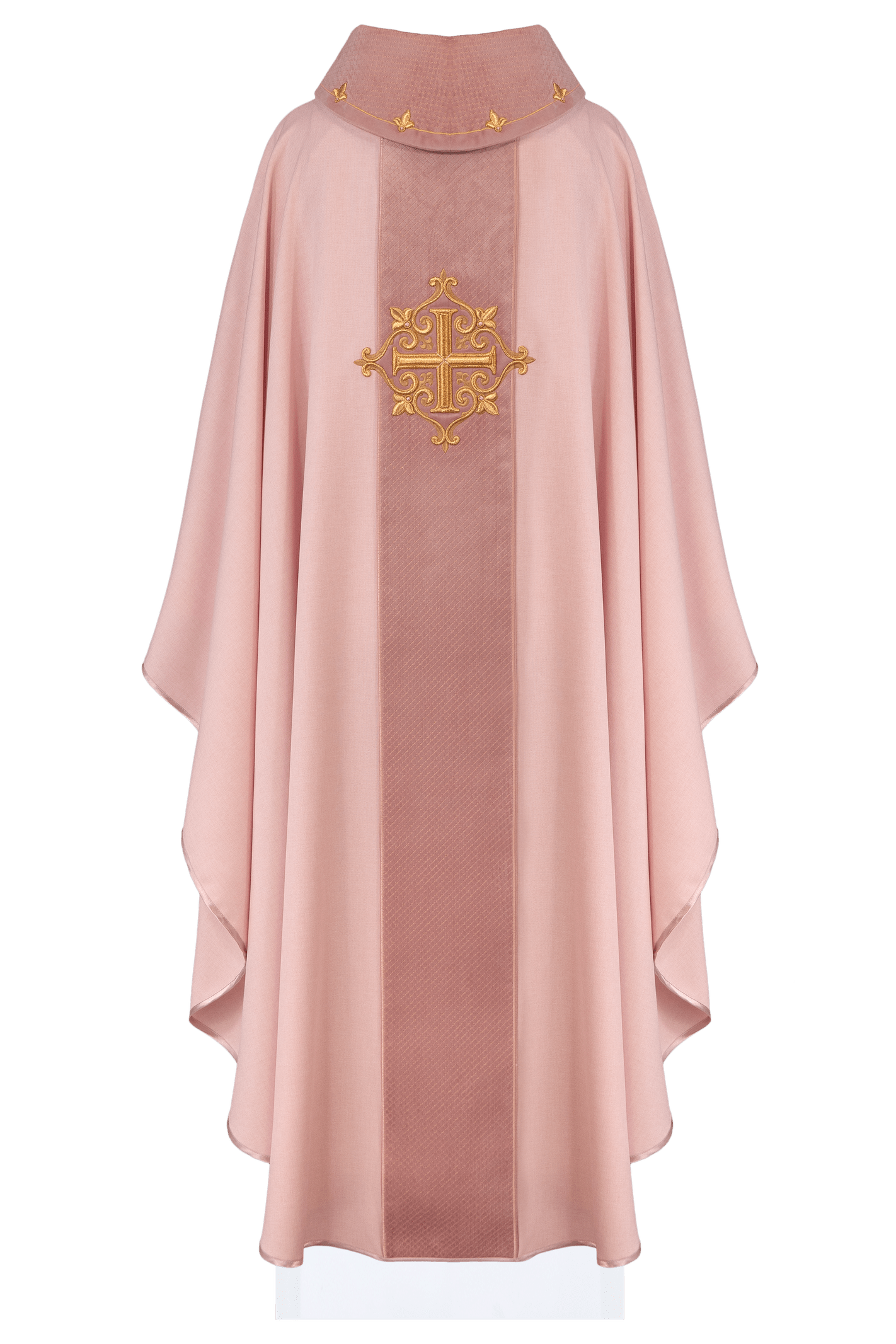 Pink Chasuble with Embroidered Cross Symbol