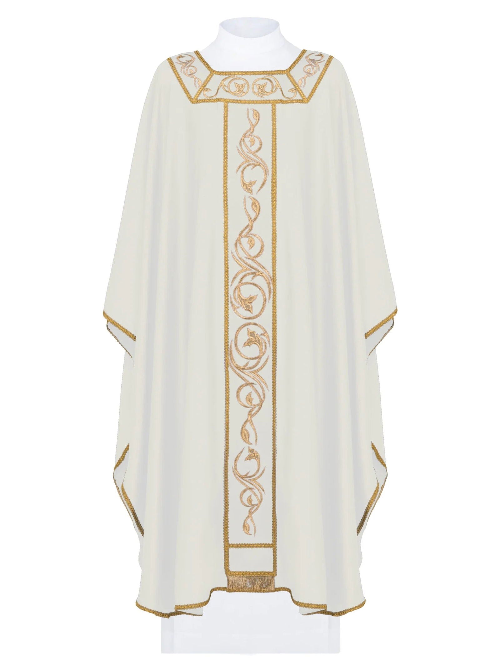 Ivory chasuble made of lightweight texture with modern embroidery