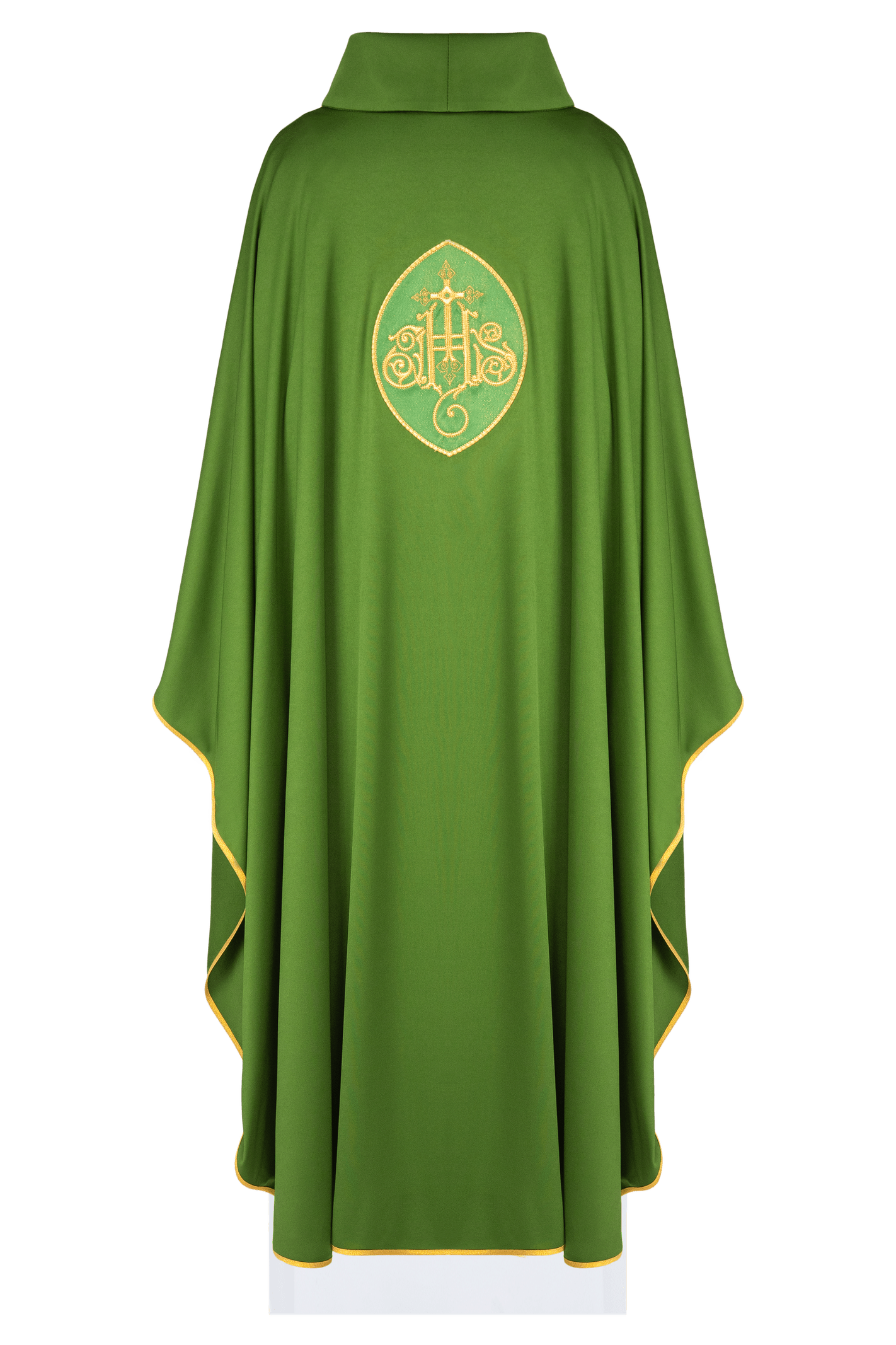 Chasuble embroidered with IHS lightweight SACROLITE knit fabric