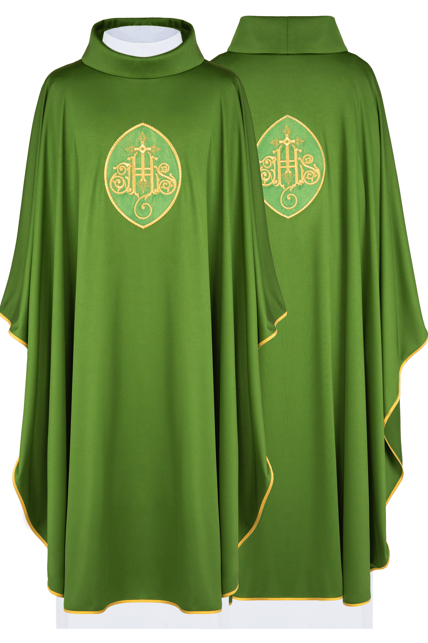 Chasuble embroidered with IHS lightweight SACROLITE knit fabric