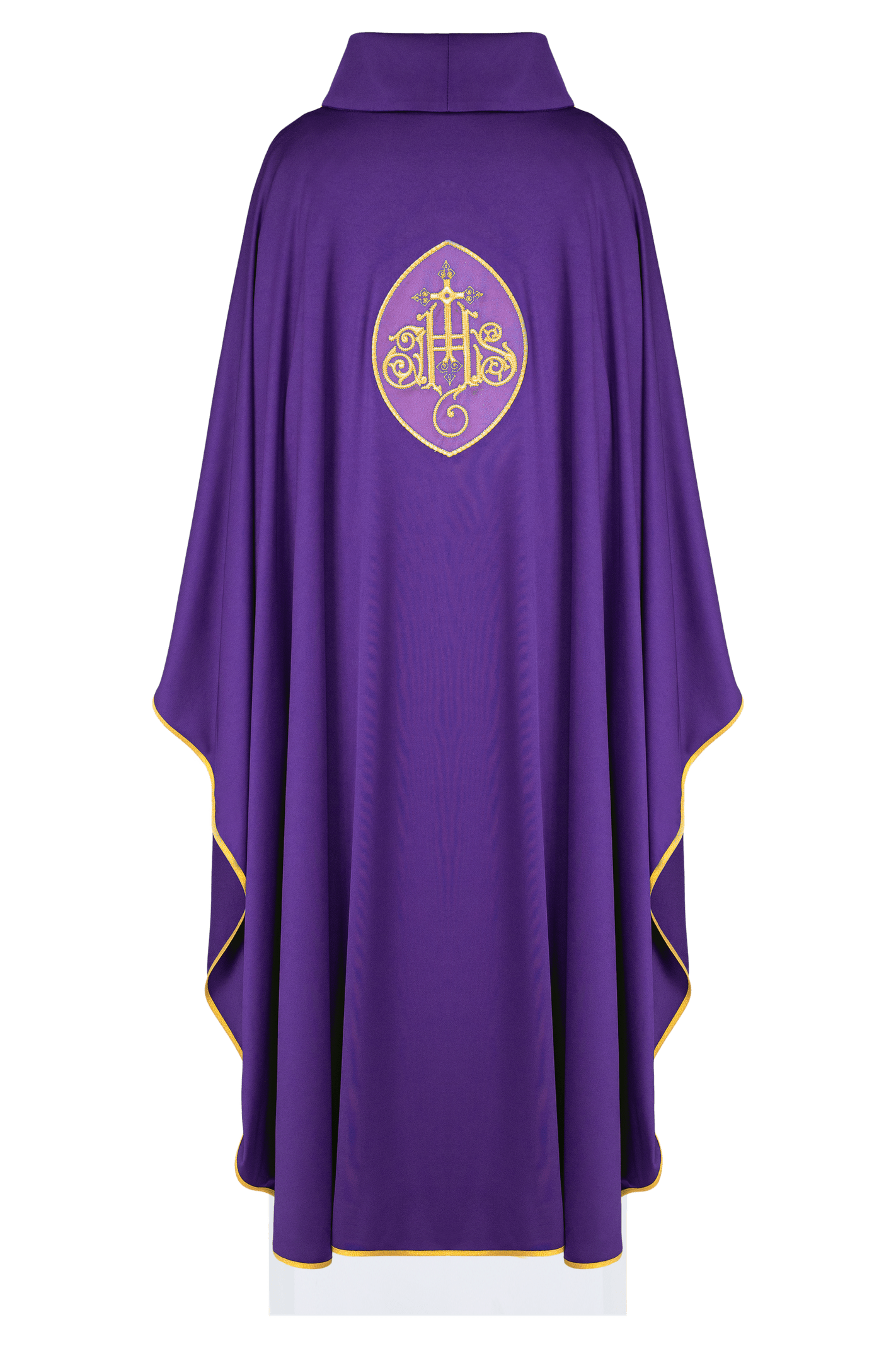 Purple chasuble with IHS made from sports fabric SACROLITE