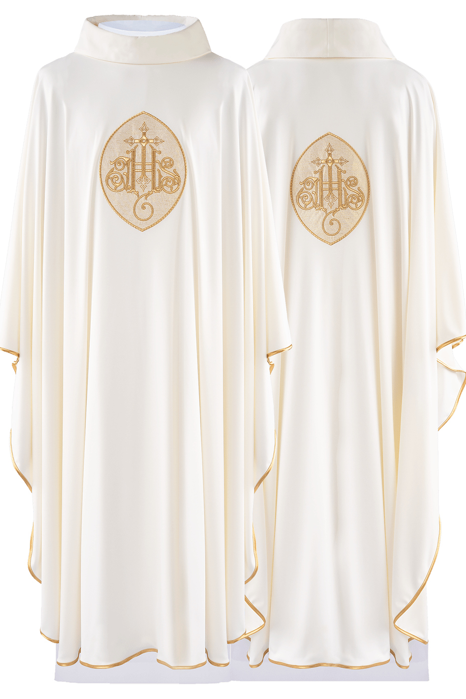 Lightweight ivory chasuble with IHS made from SACROLITE