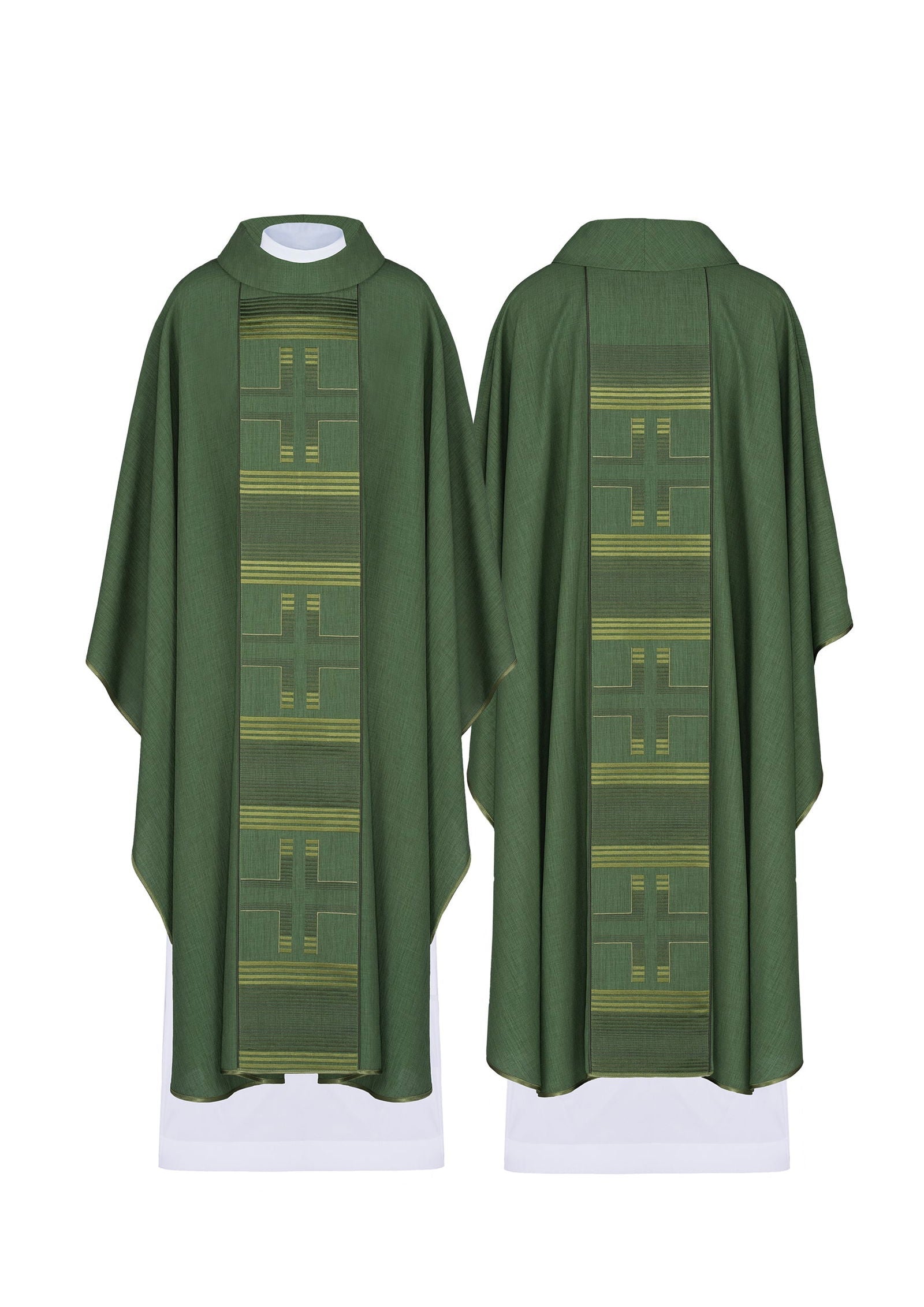 Chasuble embroidered with Crosses in green - HAFTINAUSA.COM