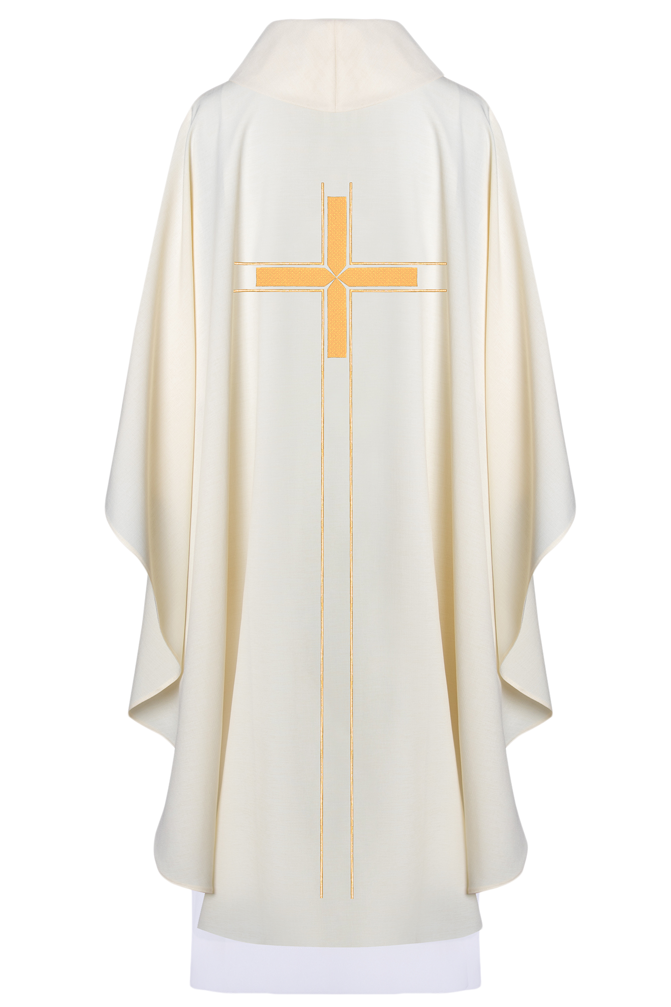 Chasuble embroidered with minimalist gold cross motif