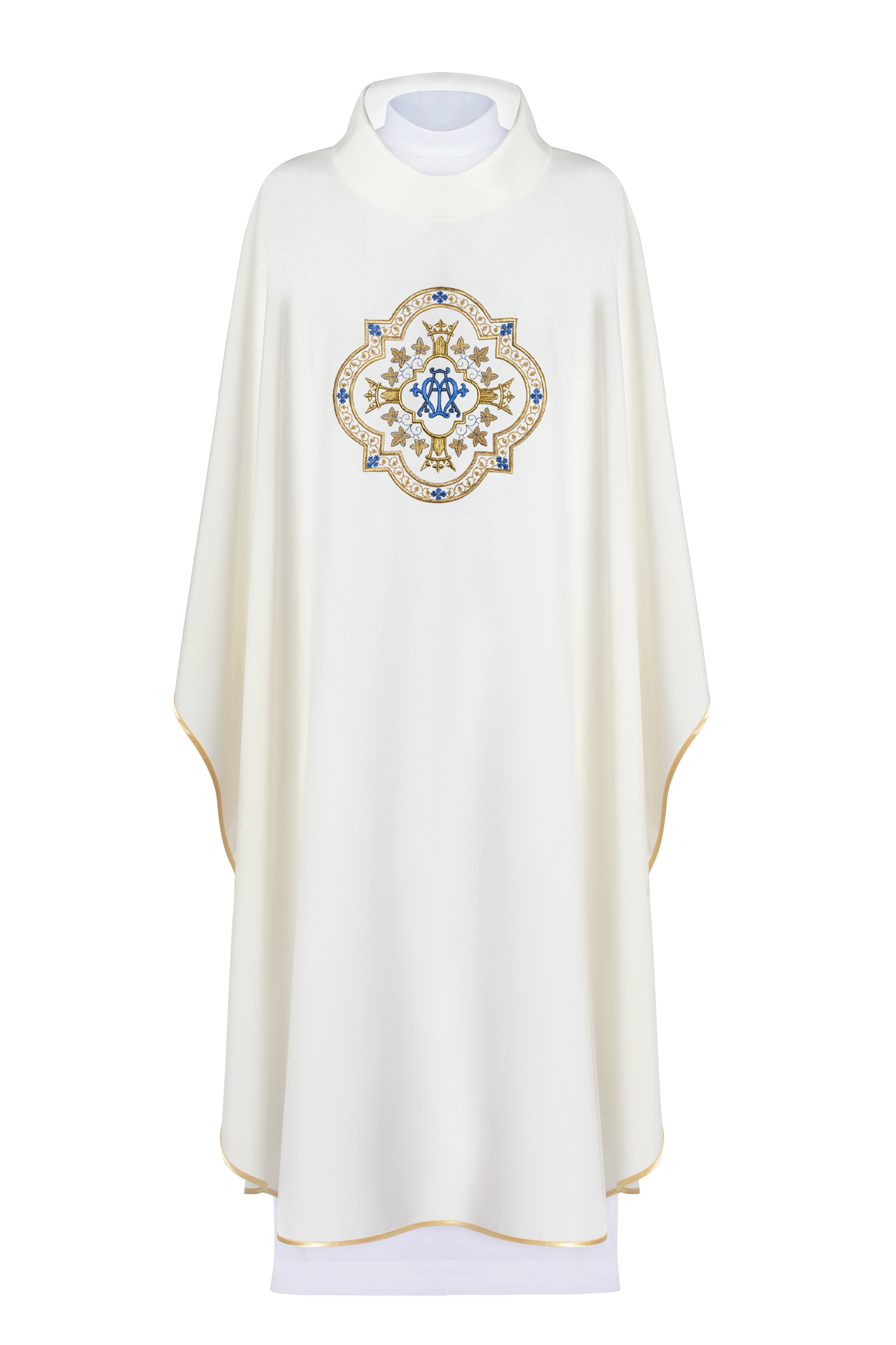 Chasuble embroidered with Marian motif in ecru