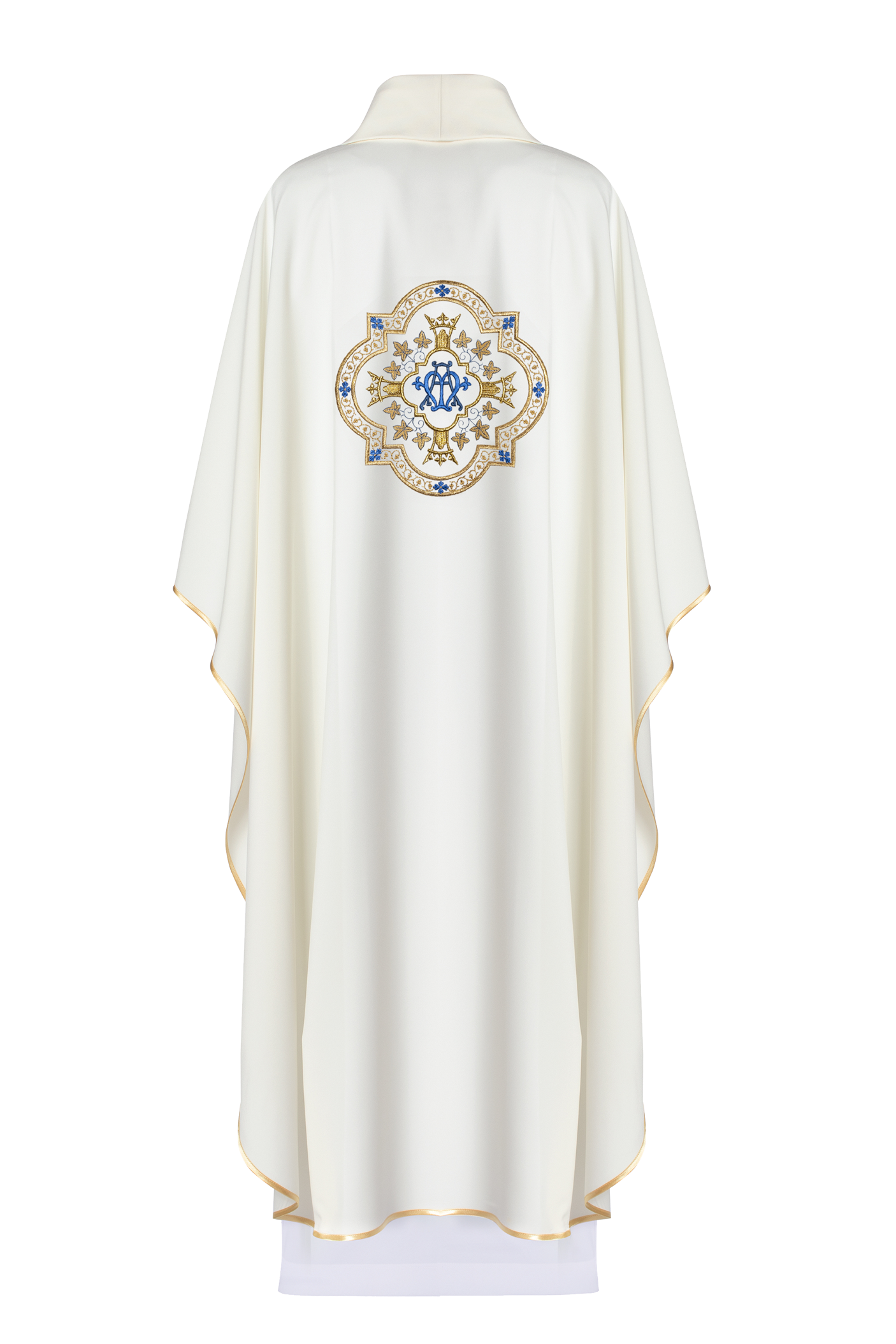 Chasuble embroidered with Marian motif in ecru