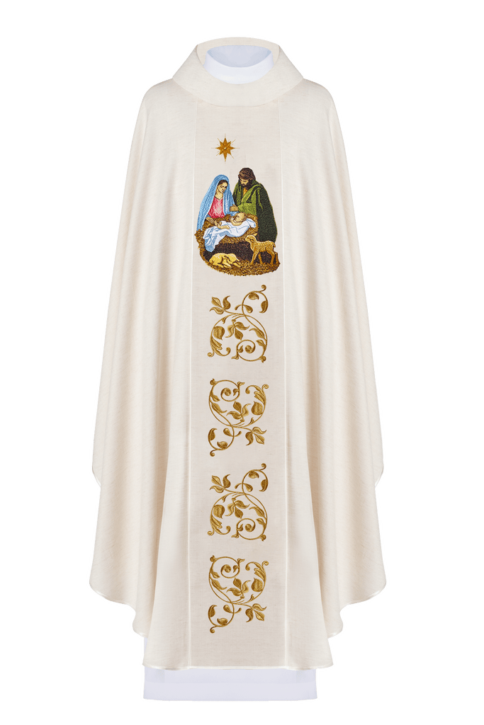 Ornat haftowany z wizerunkiem Świętej Rodziny Złoty