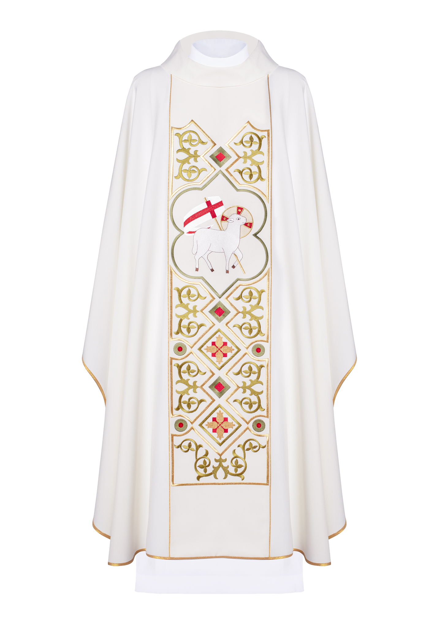 Chasuble embroidered with Lamb pattern in ecru - HAFTINAUSA.COM