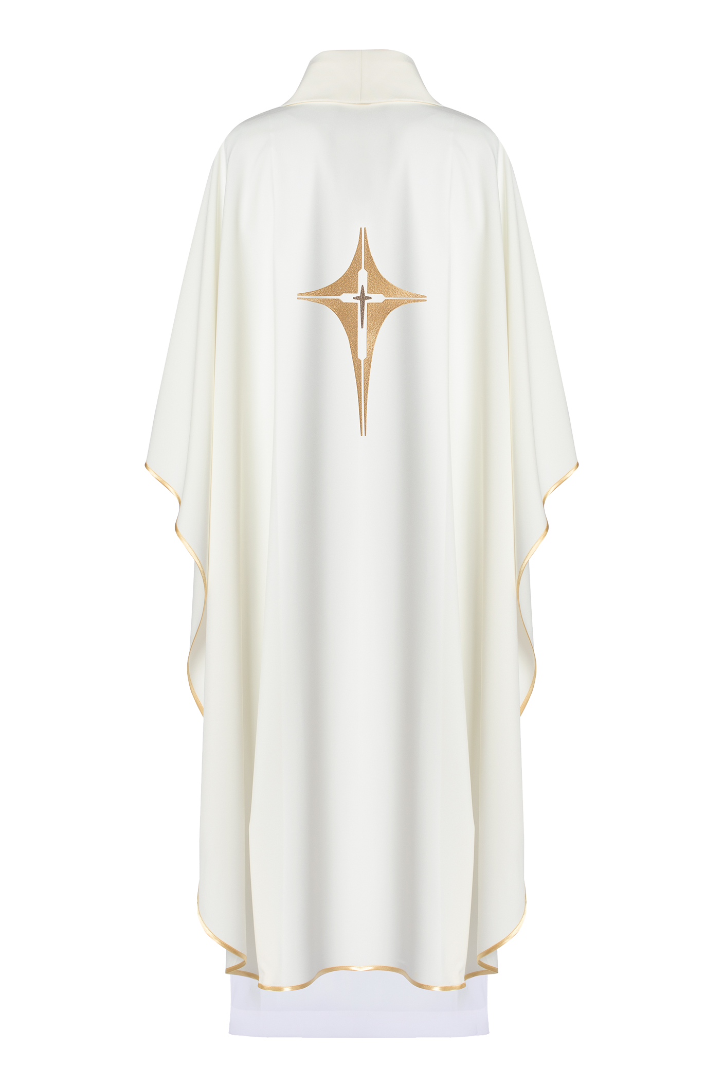 Chasuble embroidered with cross pattern in ecru