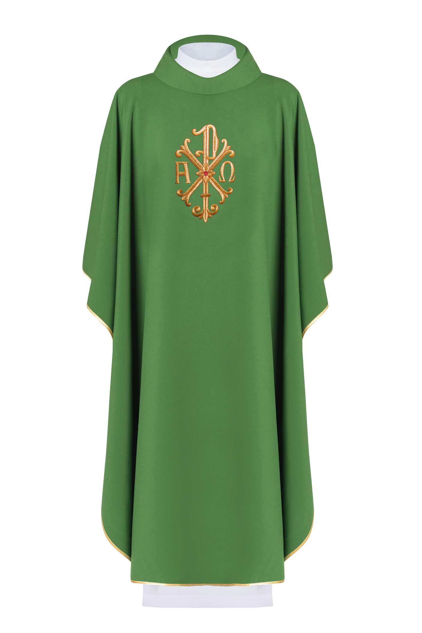 Simple green chasuble with gold embroidery - HAFTINAUSA.COM