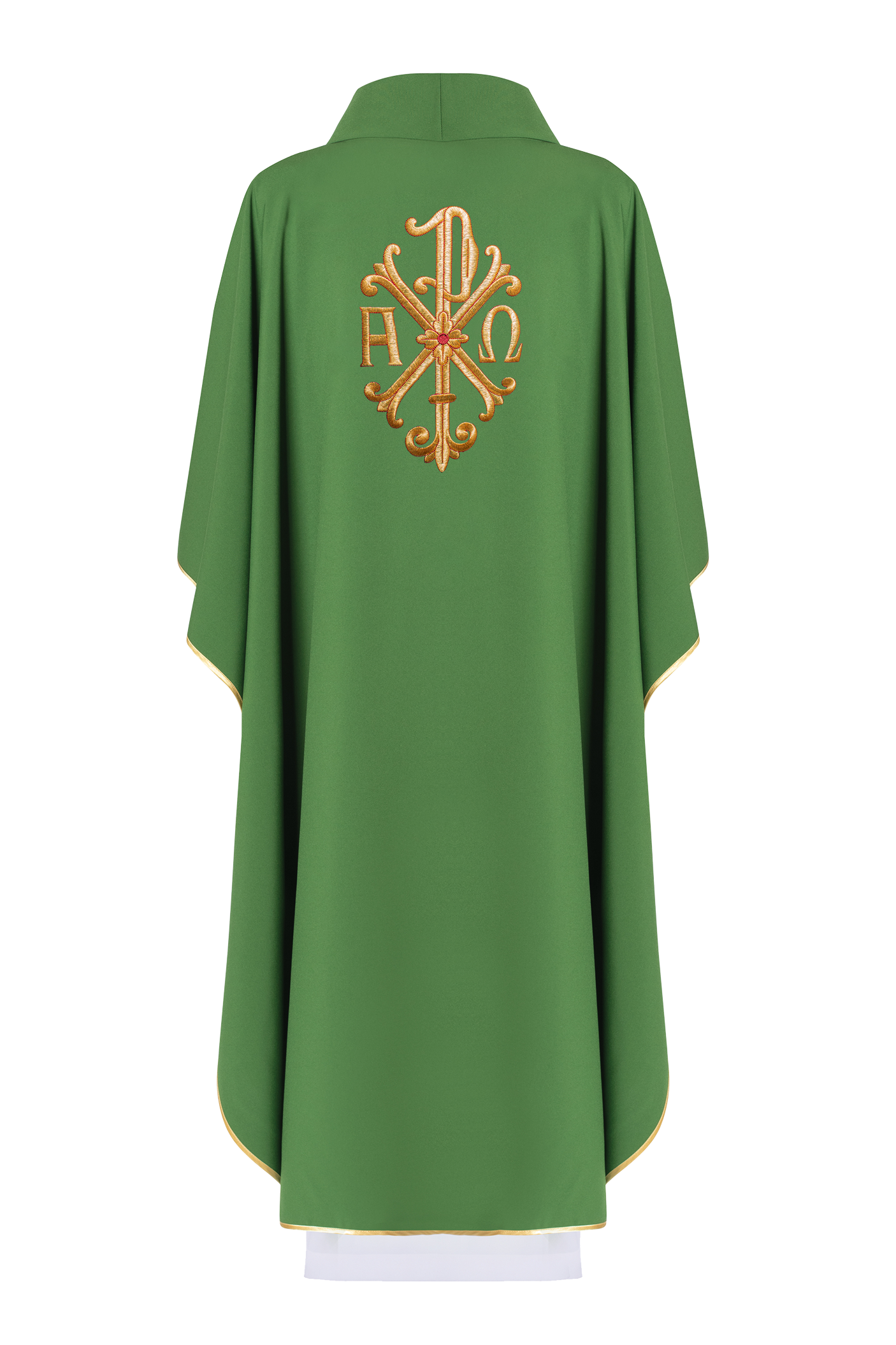 Simple green chasuble with gold embroidery