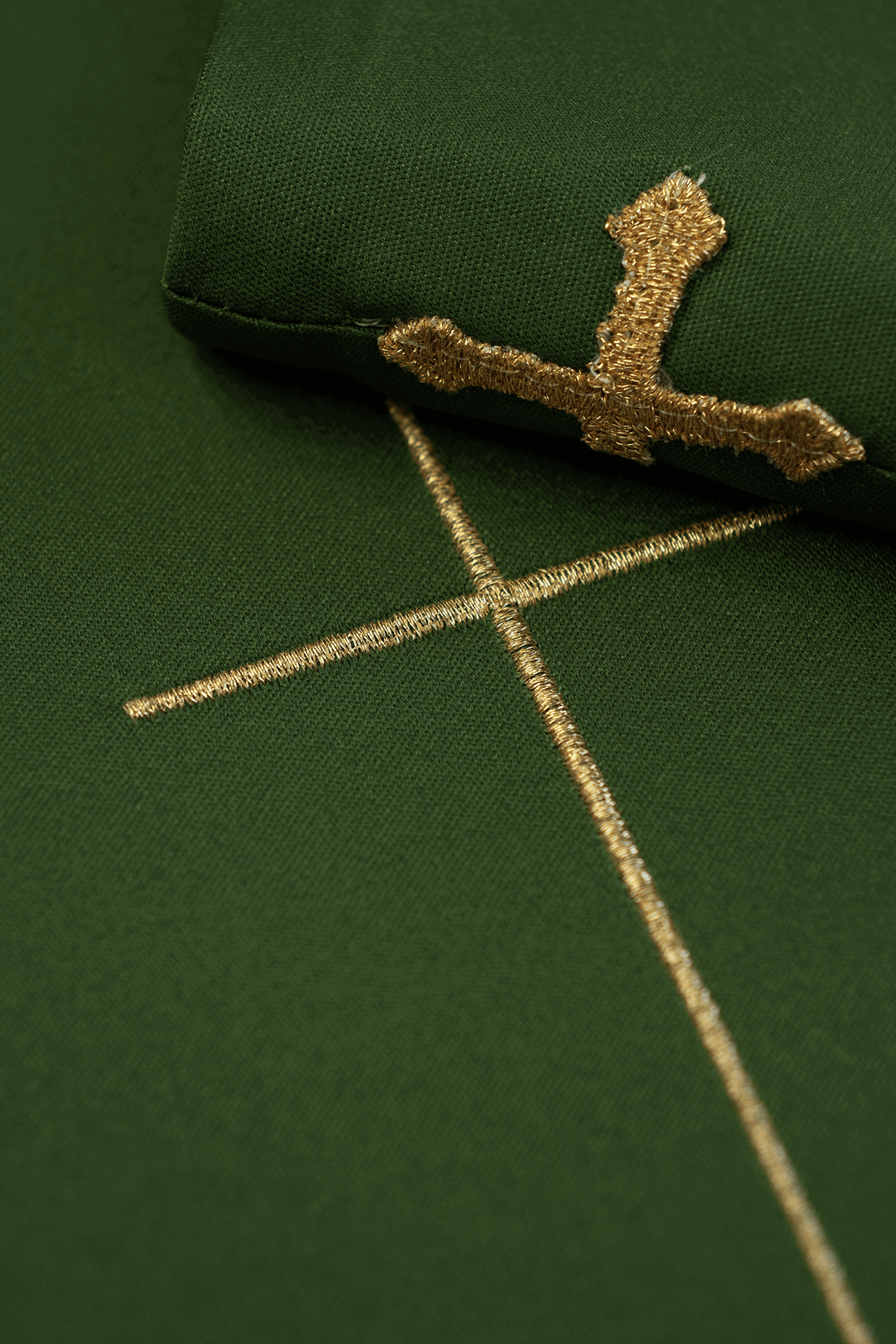 Green chasuble with simple embroidery