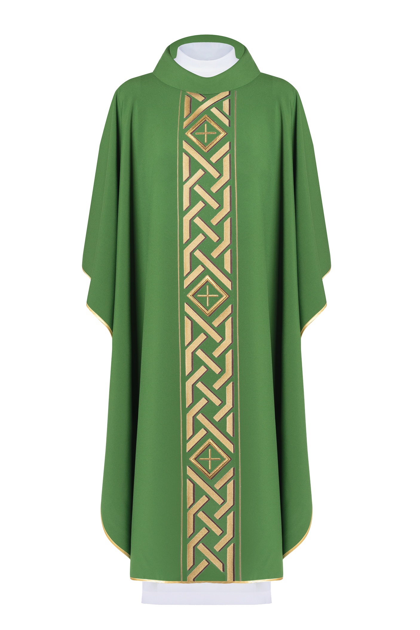 Green chasuble with narrow embroidery - HAFTINAUSA.COM