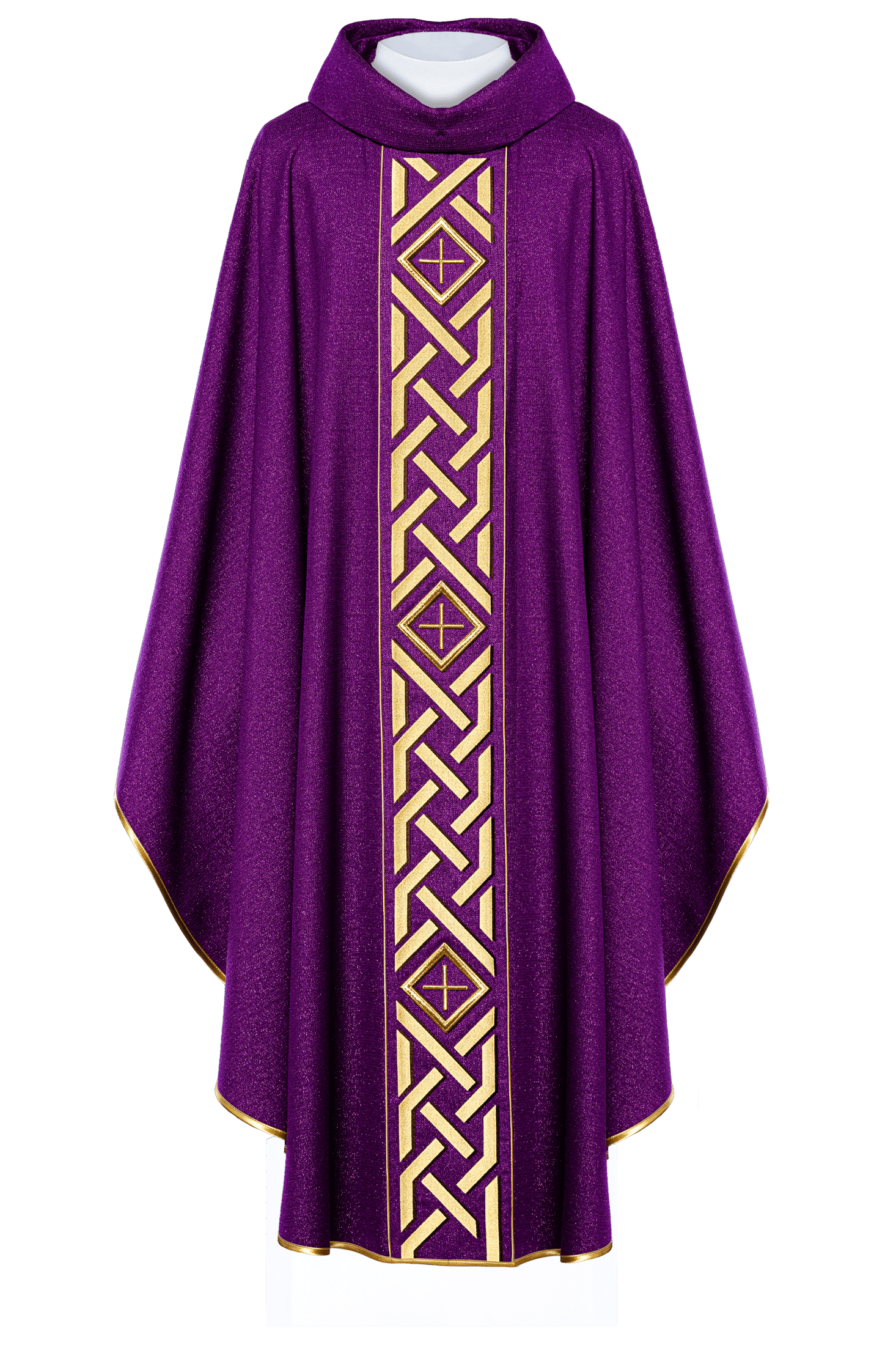 Purple chasuble with narrow embroidery