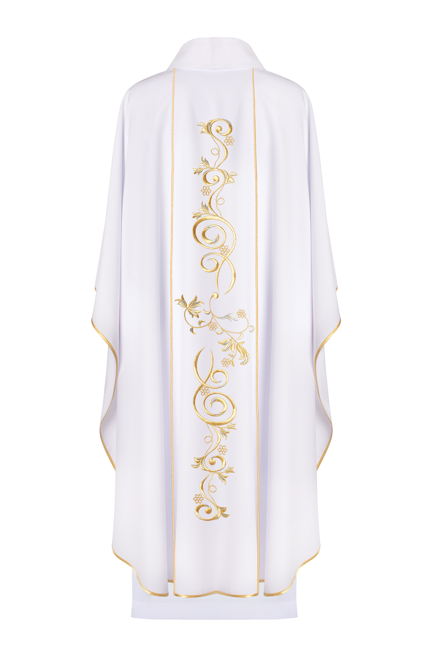 Marian liturgical chasuble with white embroidered bel