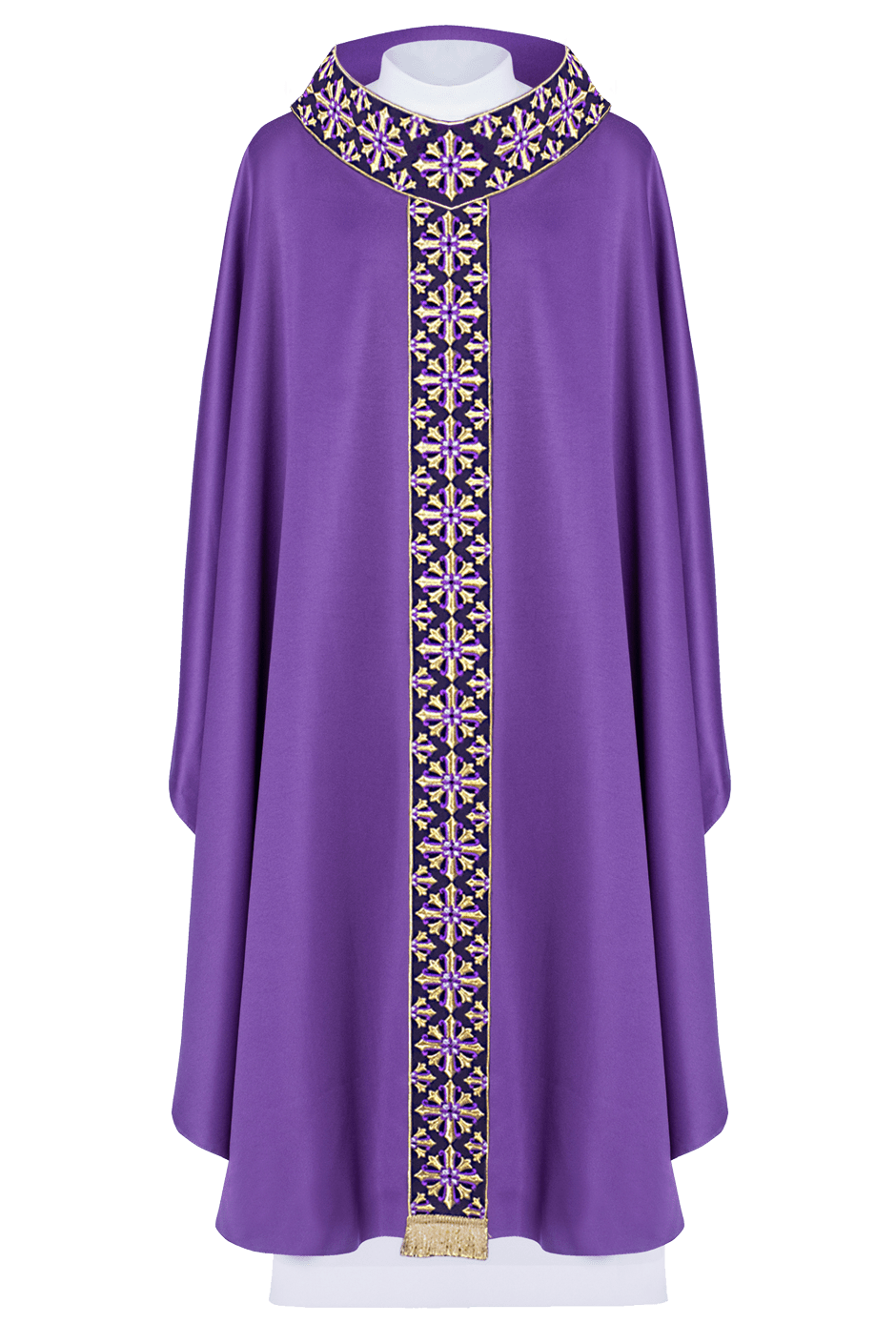 Chasuble with shiny embroidery in purple