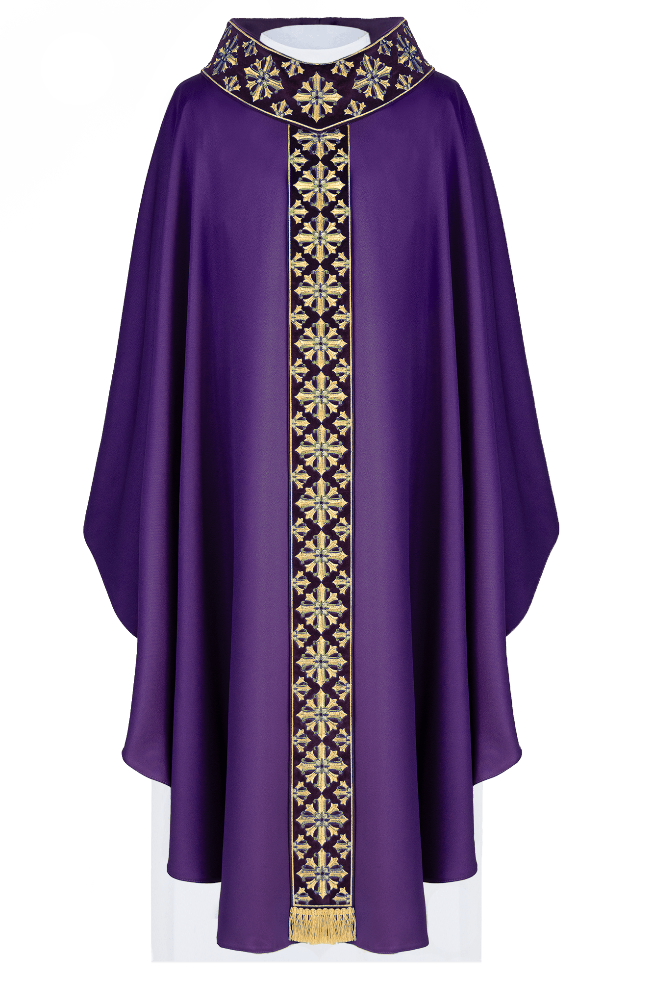 Chasuble with shiny embroidery in purple