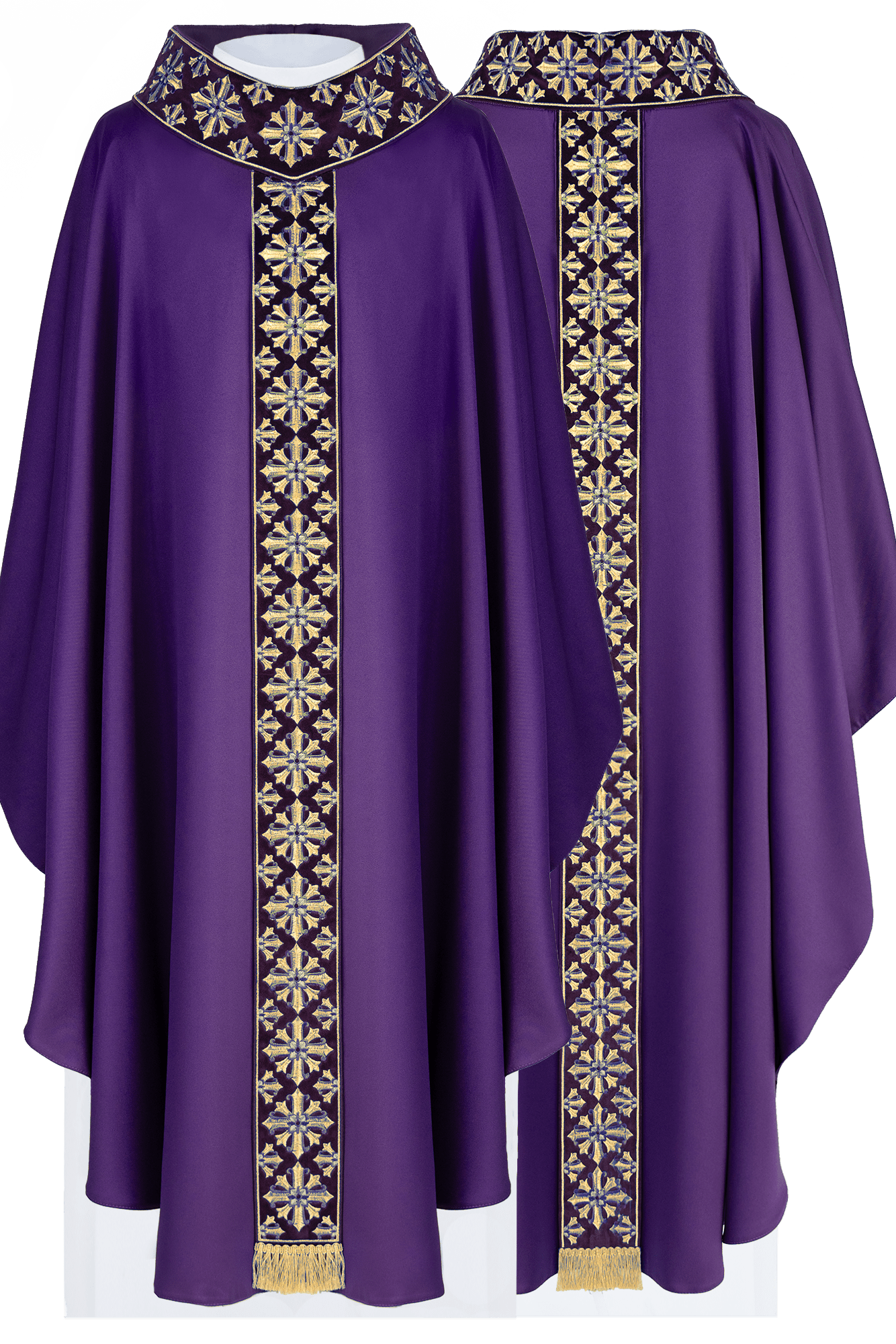 Chasuble with shiny embroidery in purple