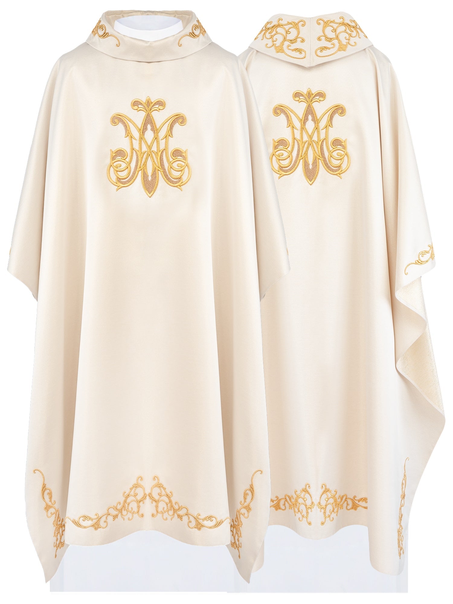 Liturgical chasuble with beautiful Marian gold embroidery