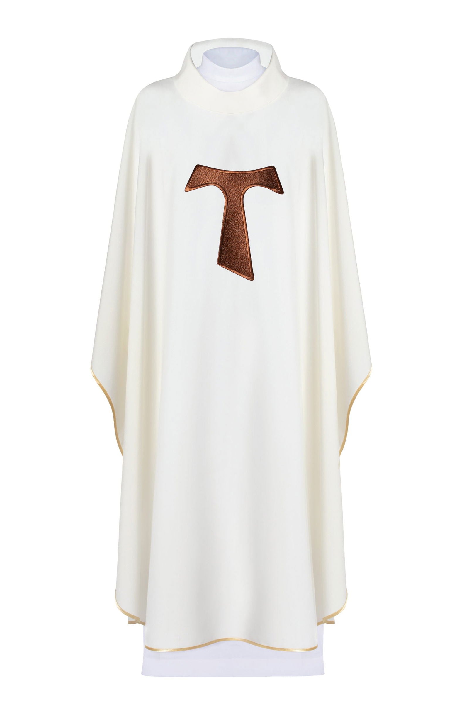 Liturgical chasuble with a Franciscan cross in ecru