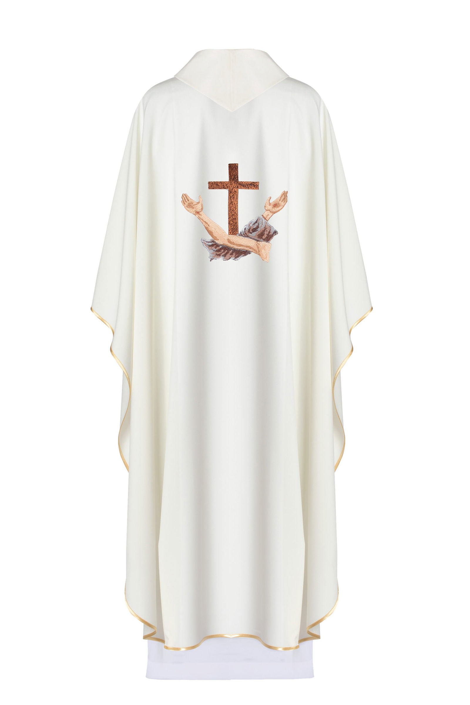 Liturgical chasuble with a Franciscan cross in ecru