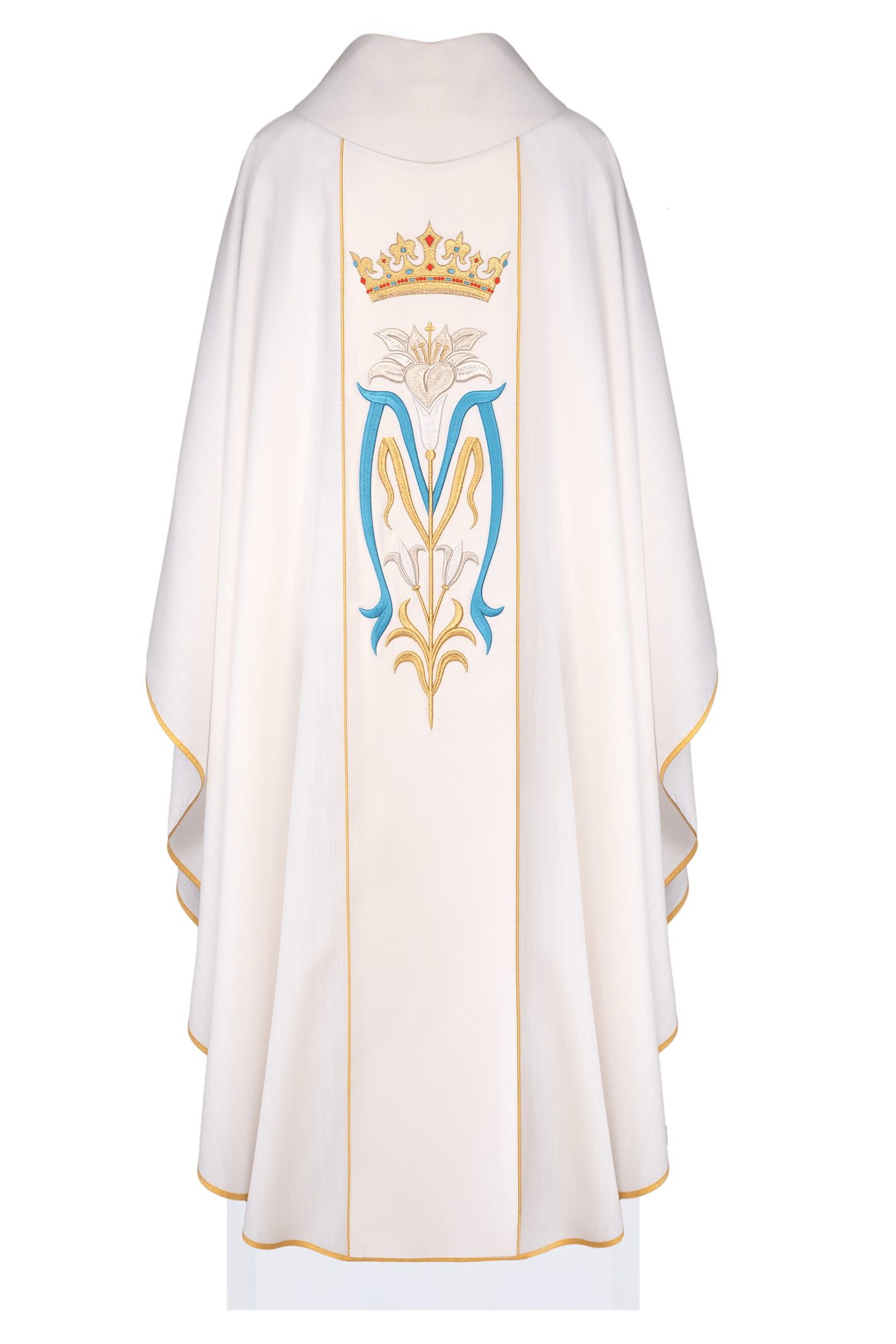 Liturgical chasuble with embroidered crown of the Mother of God