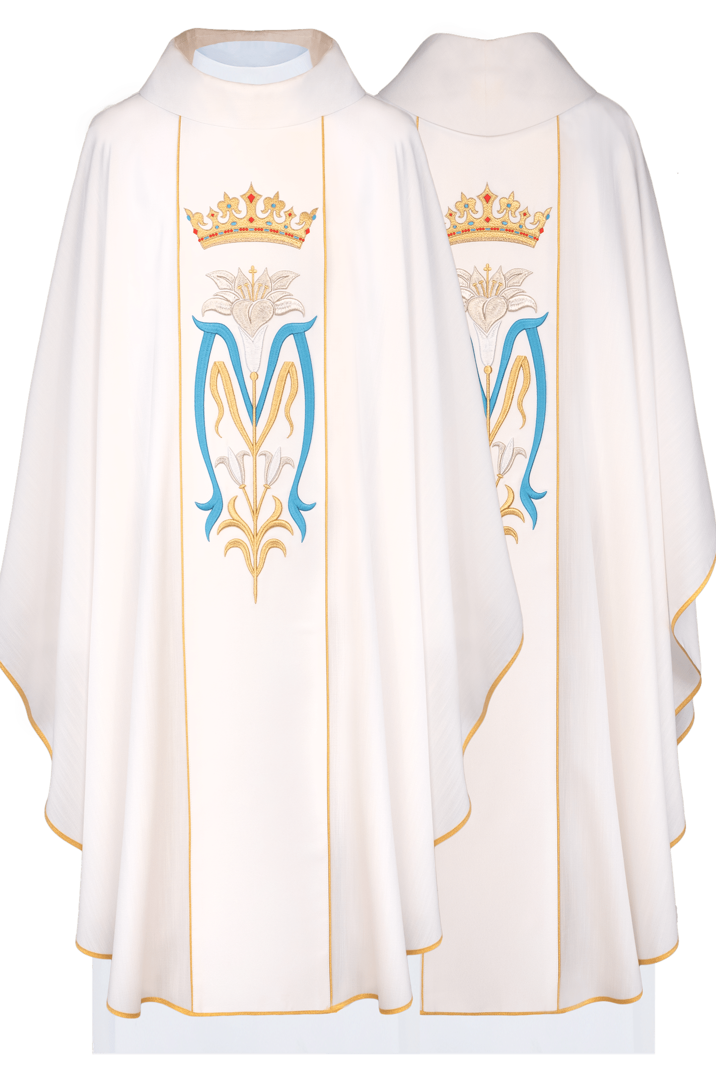 Liturgical chasuble with embroidered crown of the Mother of God