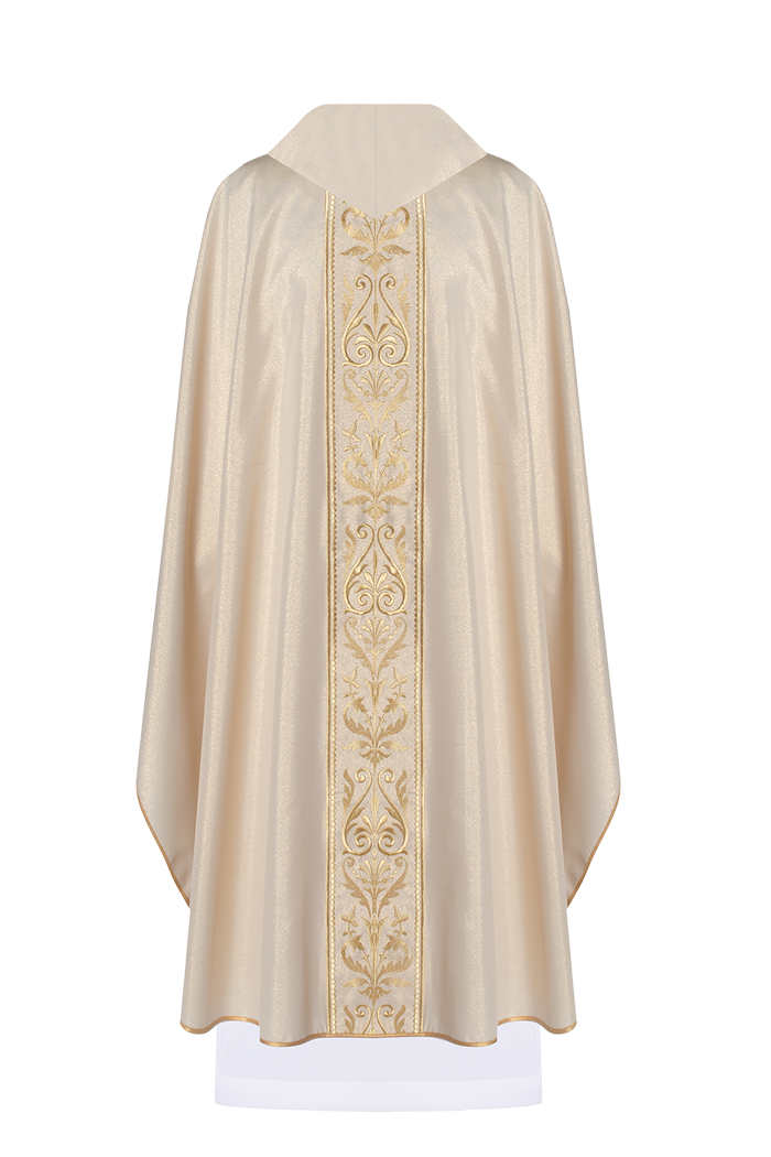 Liturgical chasuble with a decorated gold embroidered belt