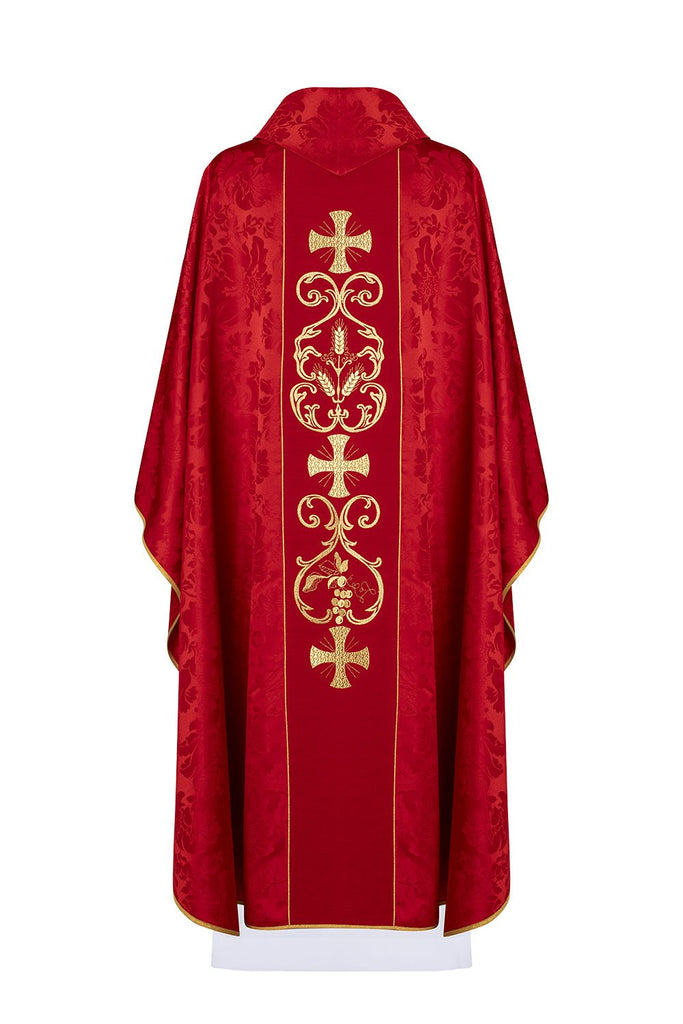 Ornat liturgiczny zdobiony haftowanym pasem KOR/148 Czerwony