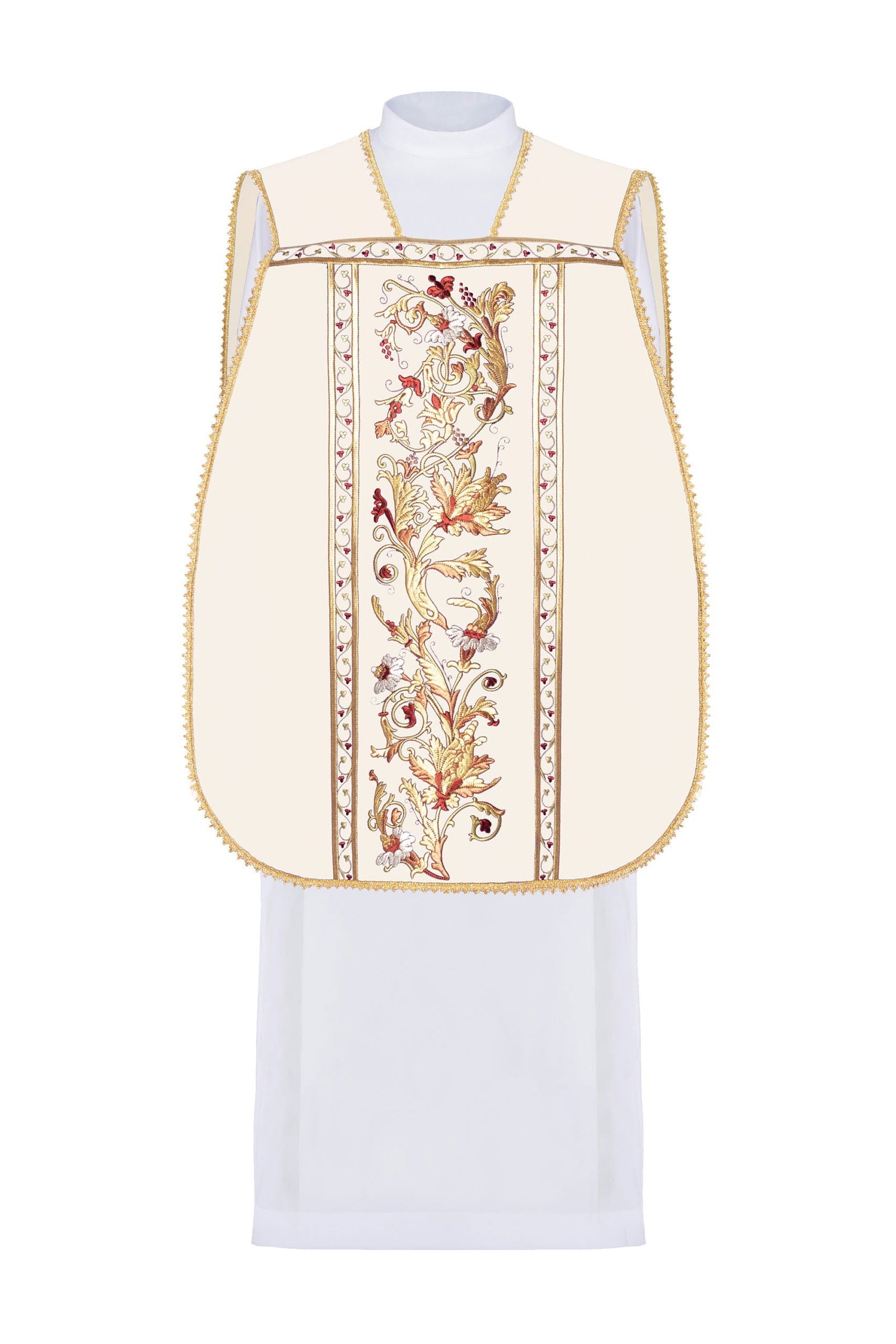 Roman Chasuble embroidered with the Sacred Heart of Jesus in ecru - HAFTINAUSA.COM