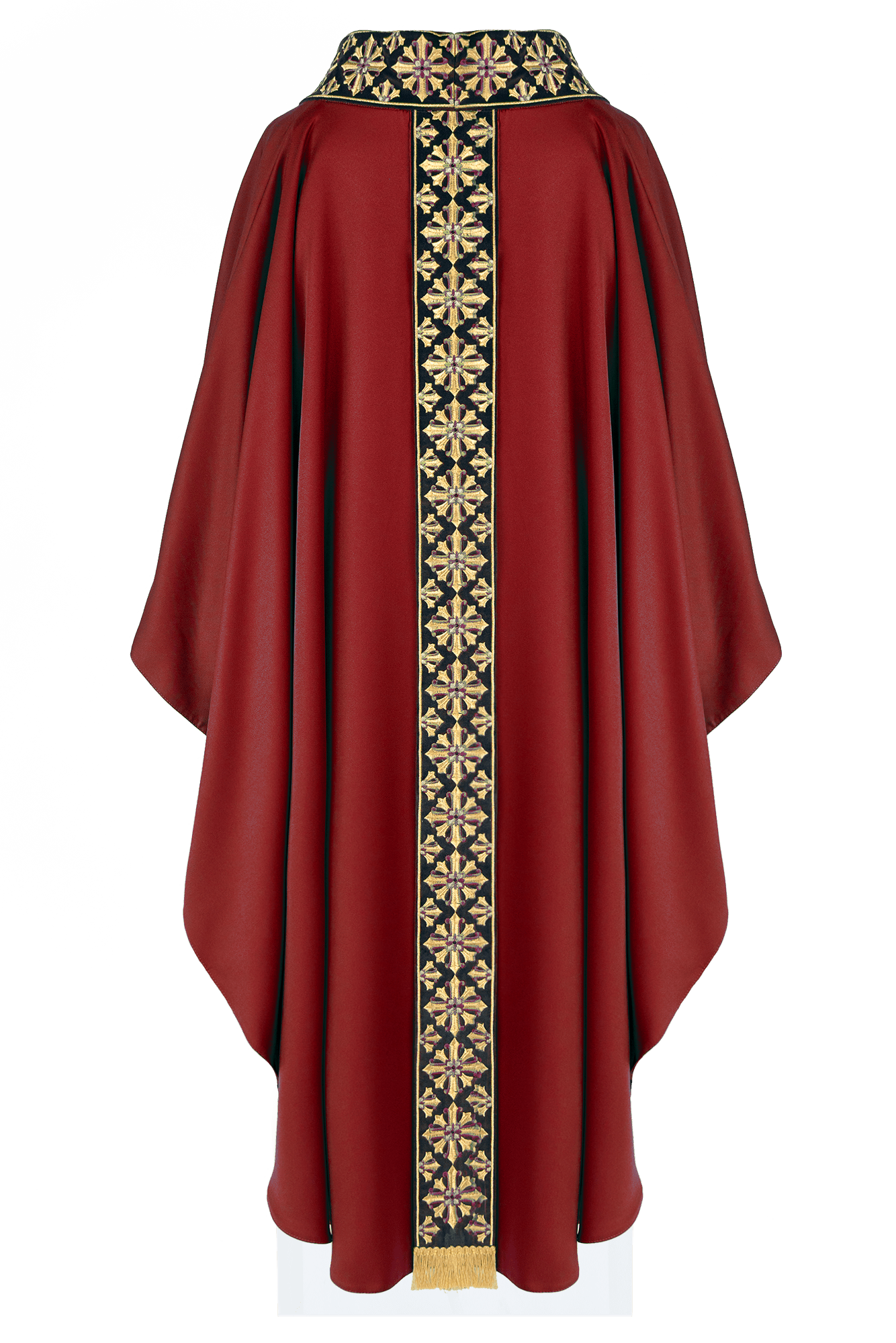 Chasuble with shiny embroidery in red