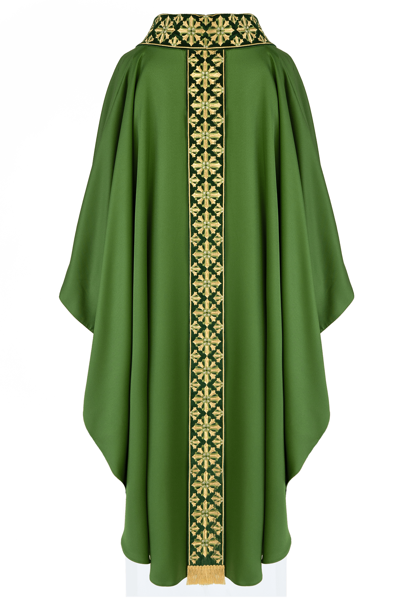 Chasuble with shiny embroidery in green