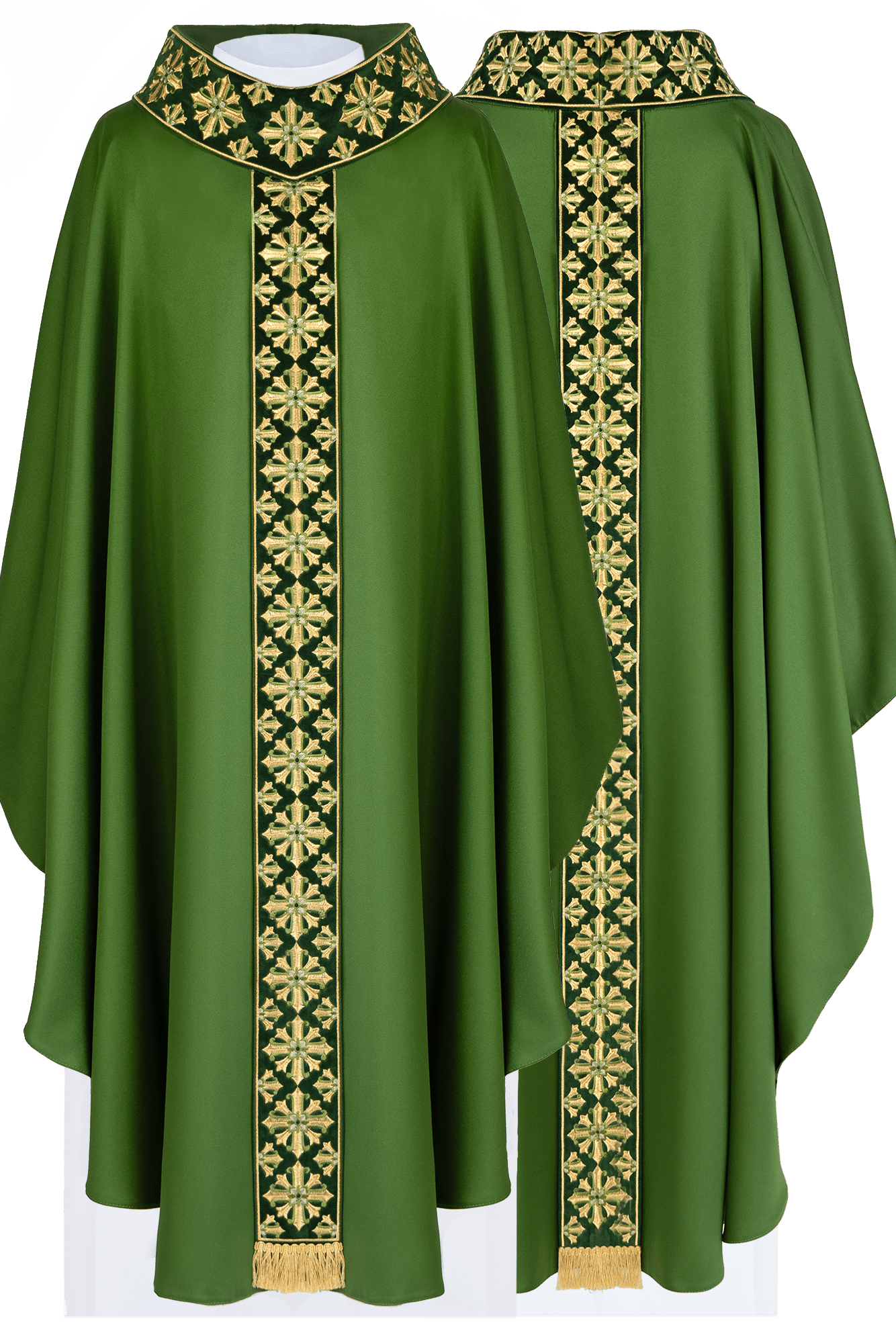 Chasuble with shiny embroidery in green