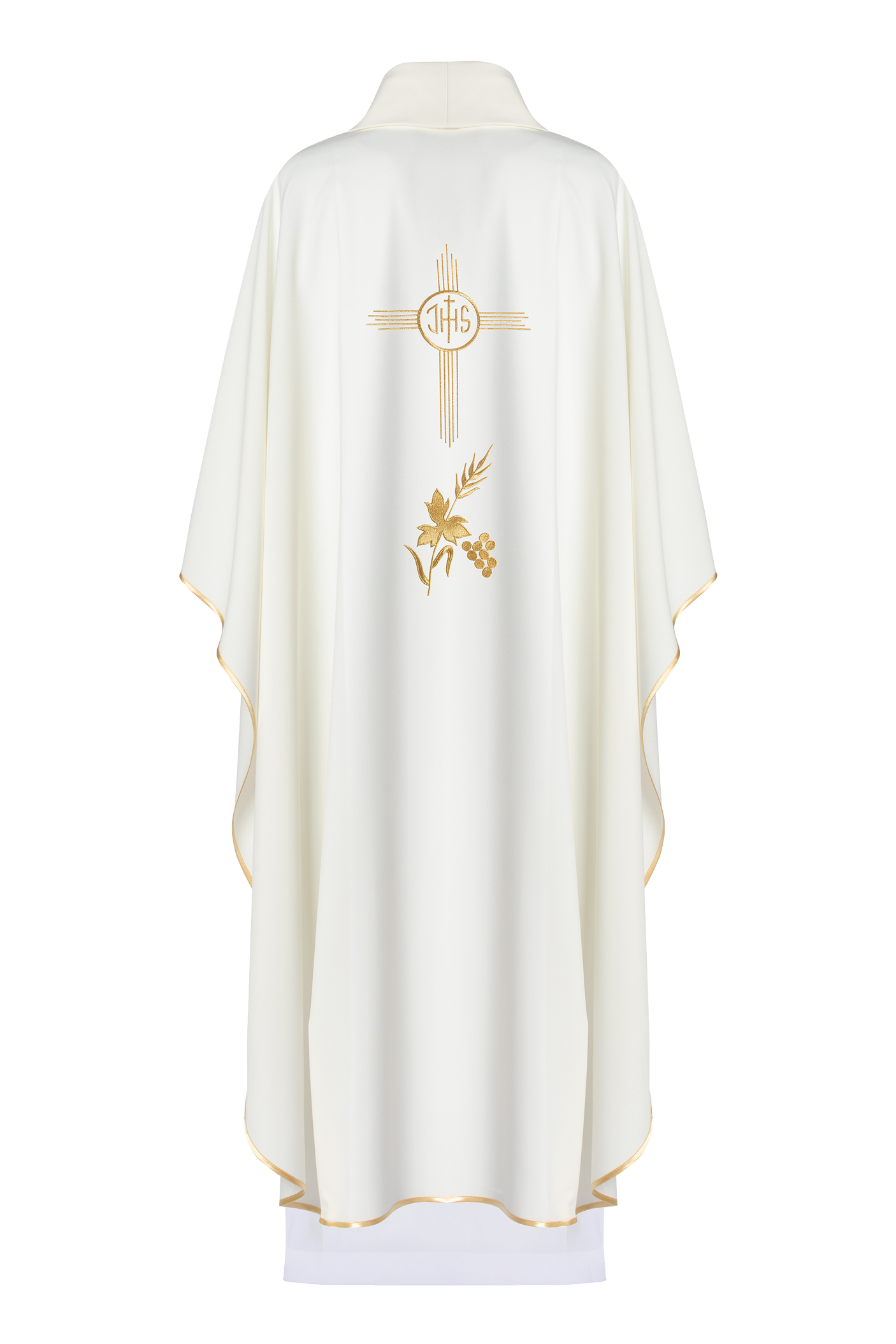 Chasuble with IHS embroidery in ecru