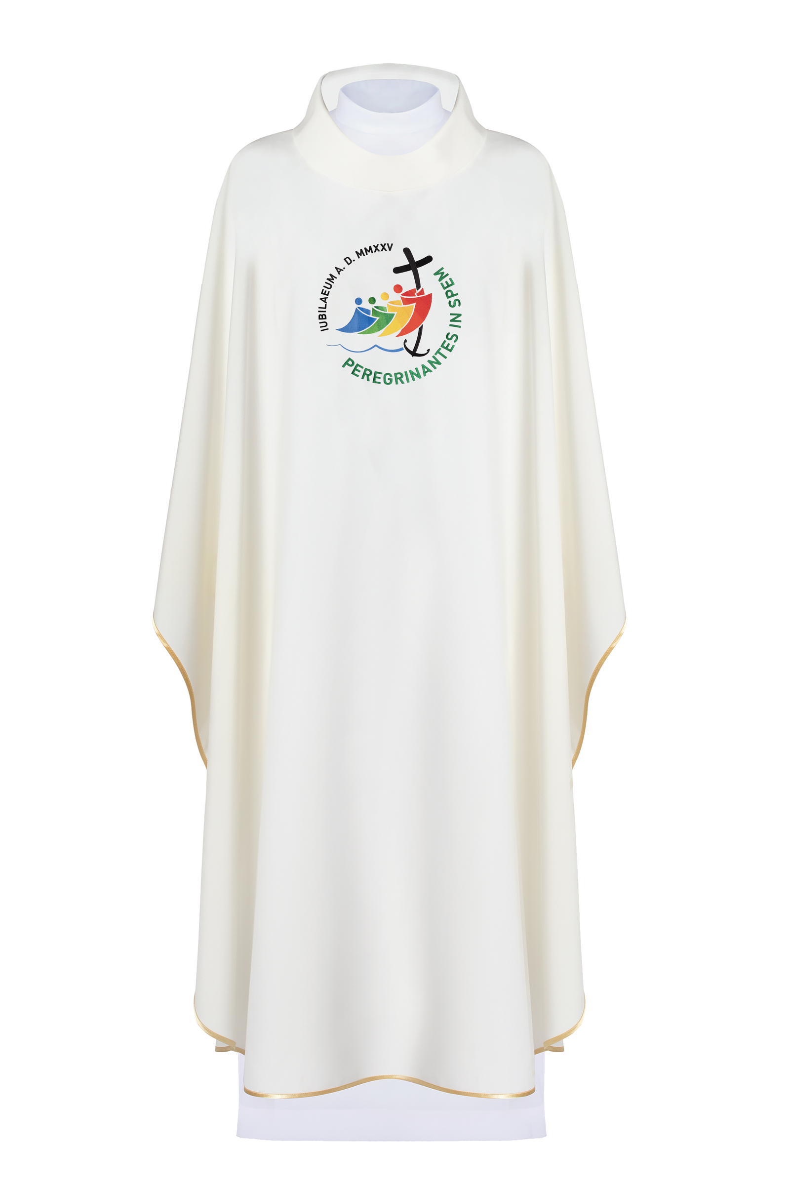 Chasuble with jubilee embroidery in ecru color