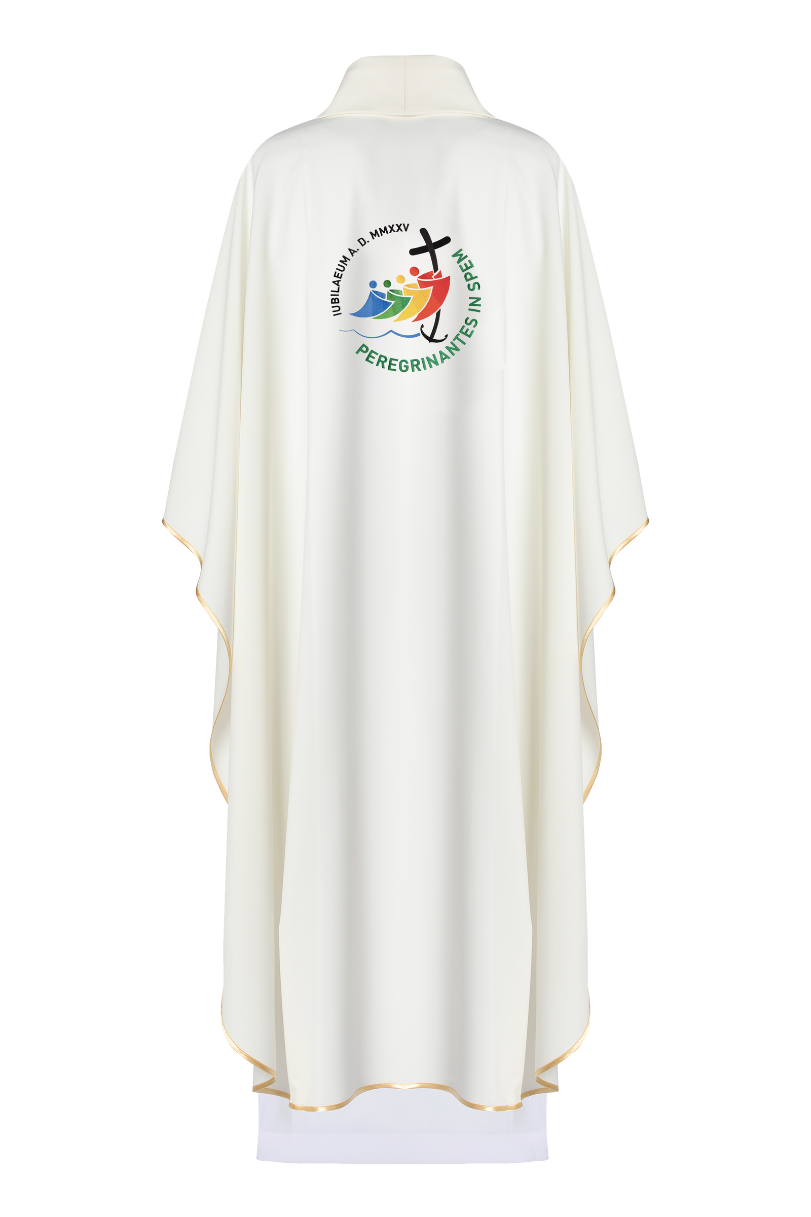 Chasuble with jubilee embroidery in ecru color