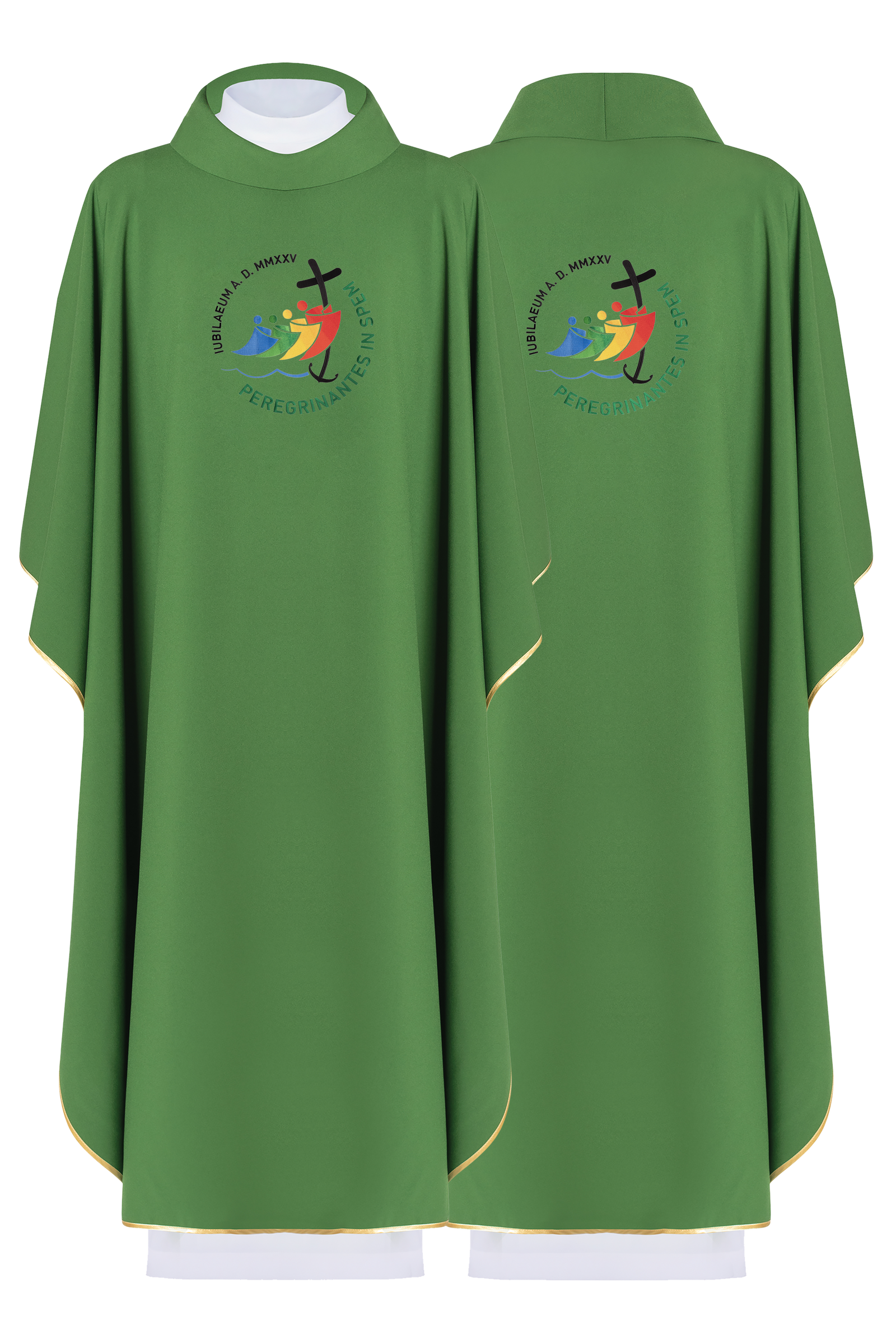 Chasuble with jubilee embroidery in green color