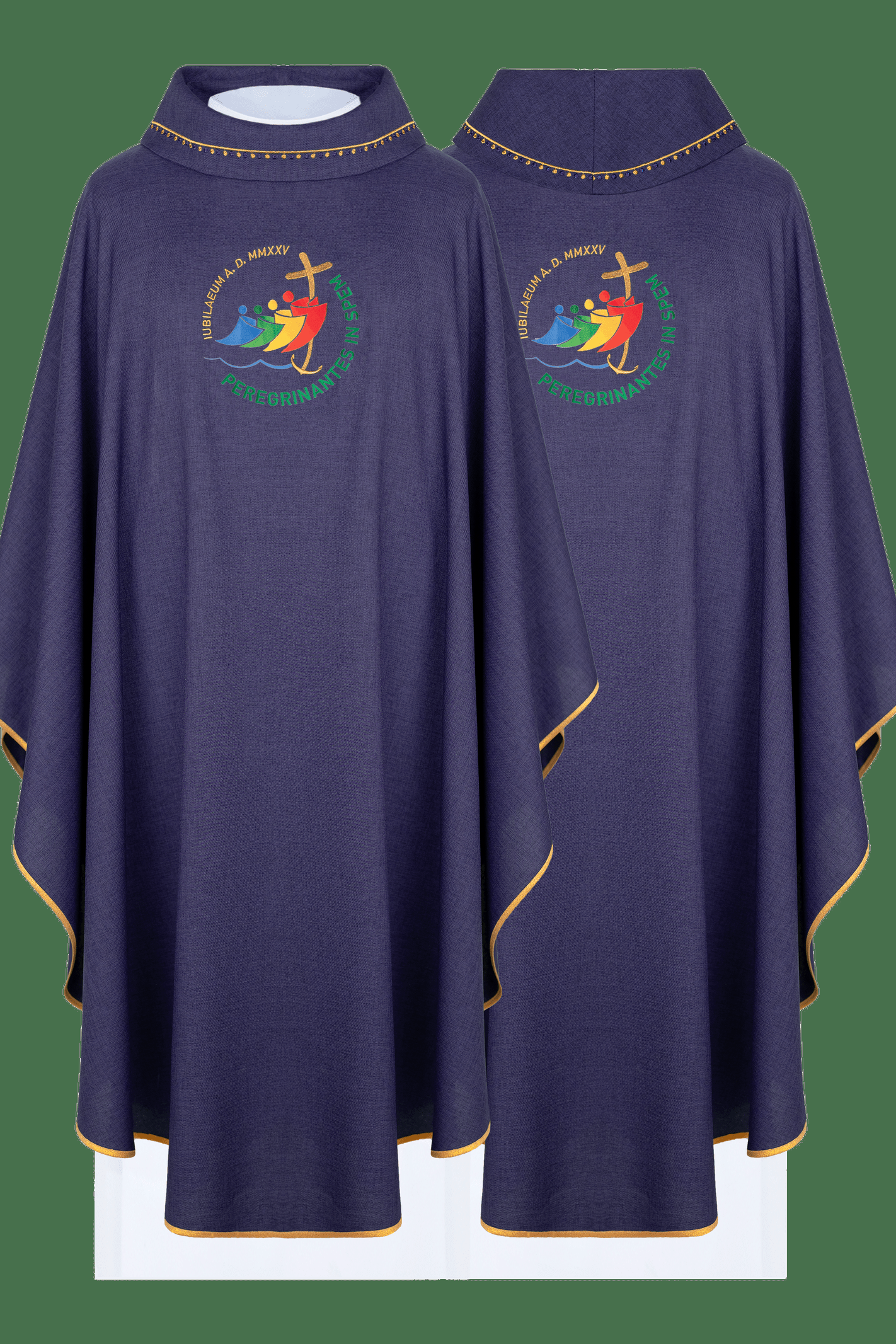 Jubilee embroidered chasuble with purple collar trim