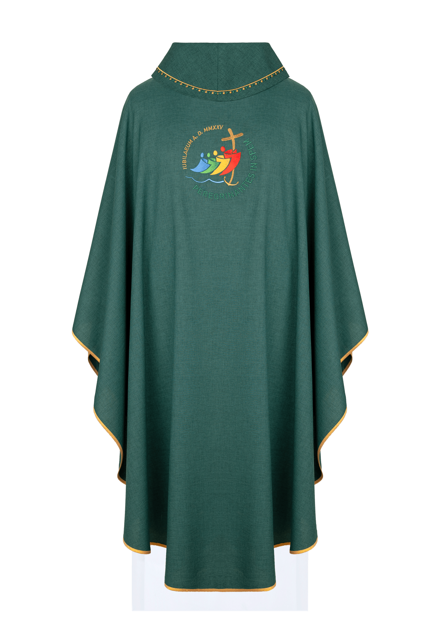 Jubilee embroidered chasuble with green collar trim