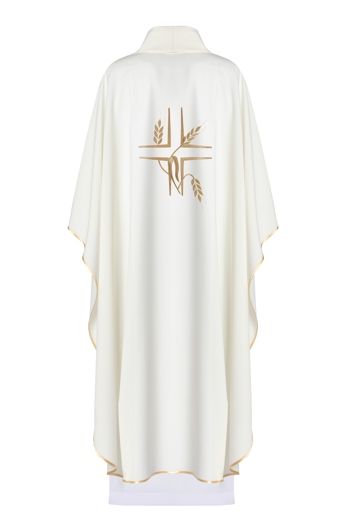 Simple ecru chasuble with golden embroidery