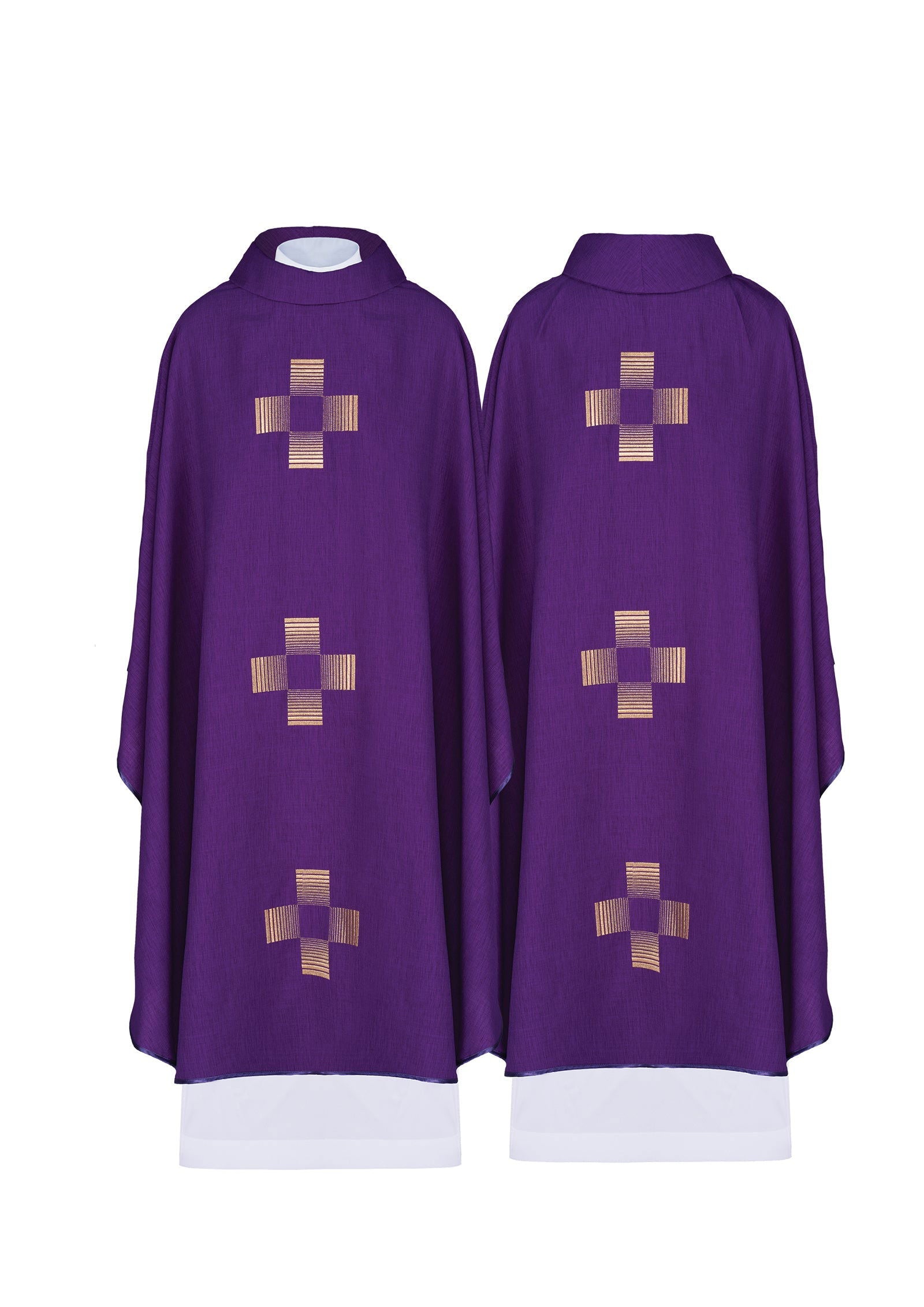 Chasuble with embroidered Crosses in purple