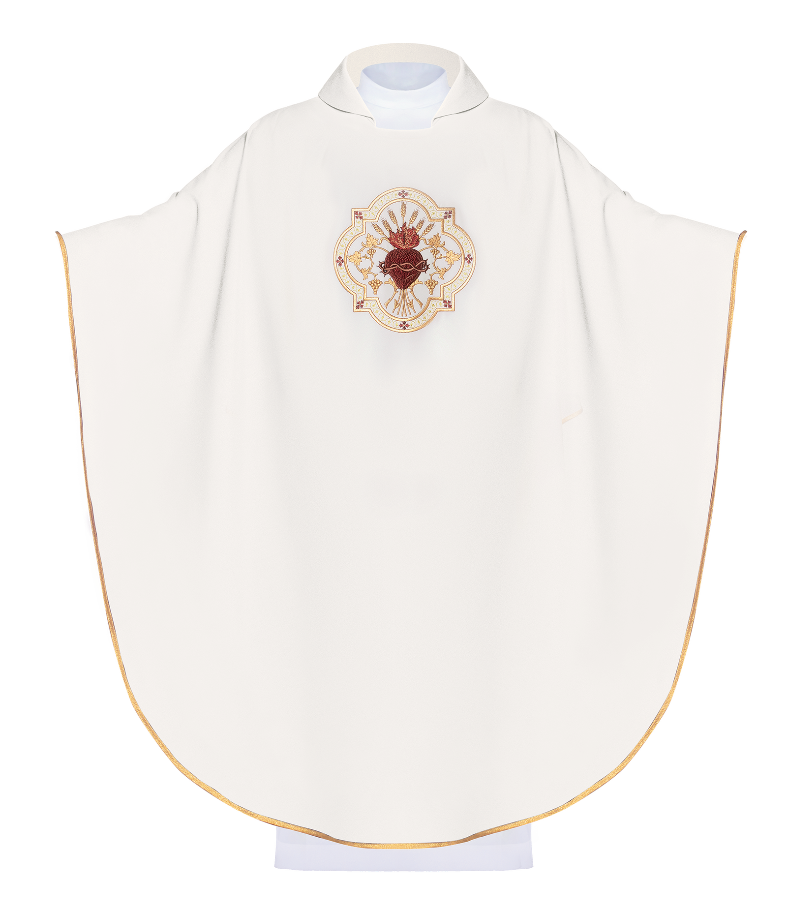 Embroidered chasuble with wide collar Heart of Jesus and Chalice