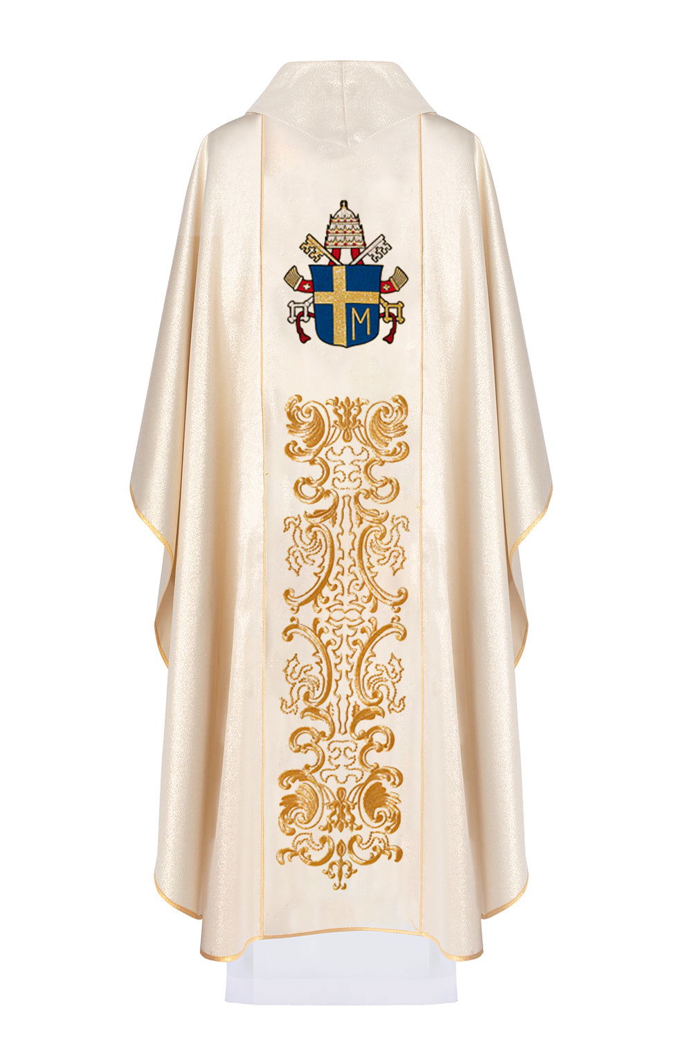 Gold chasuble with image of Pope John Paul II