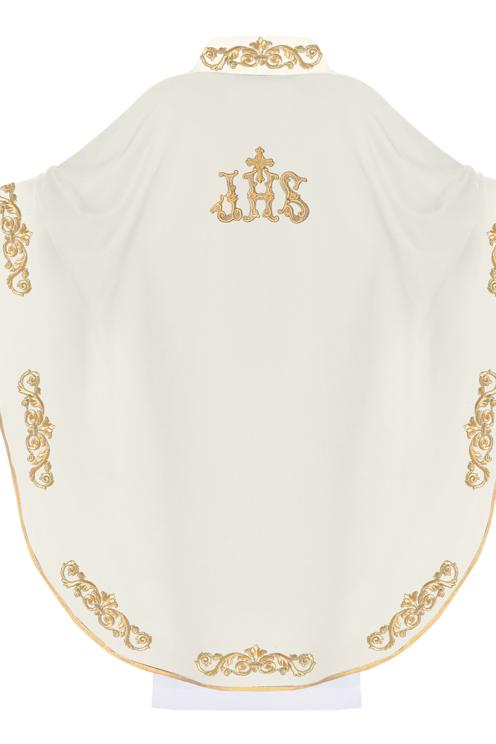 Ecru chasuble with IHS motif