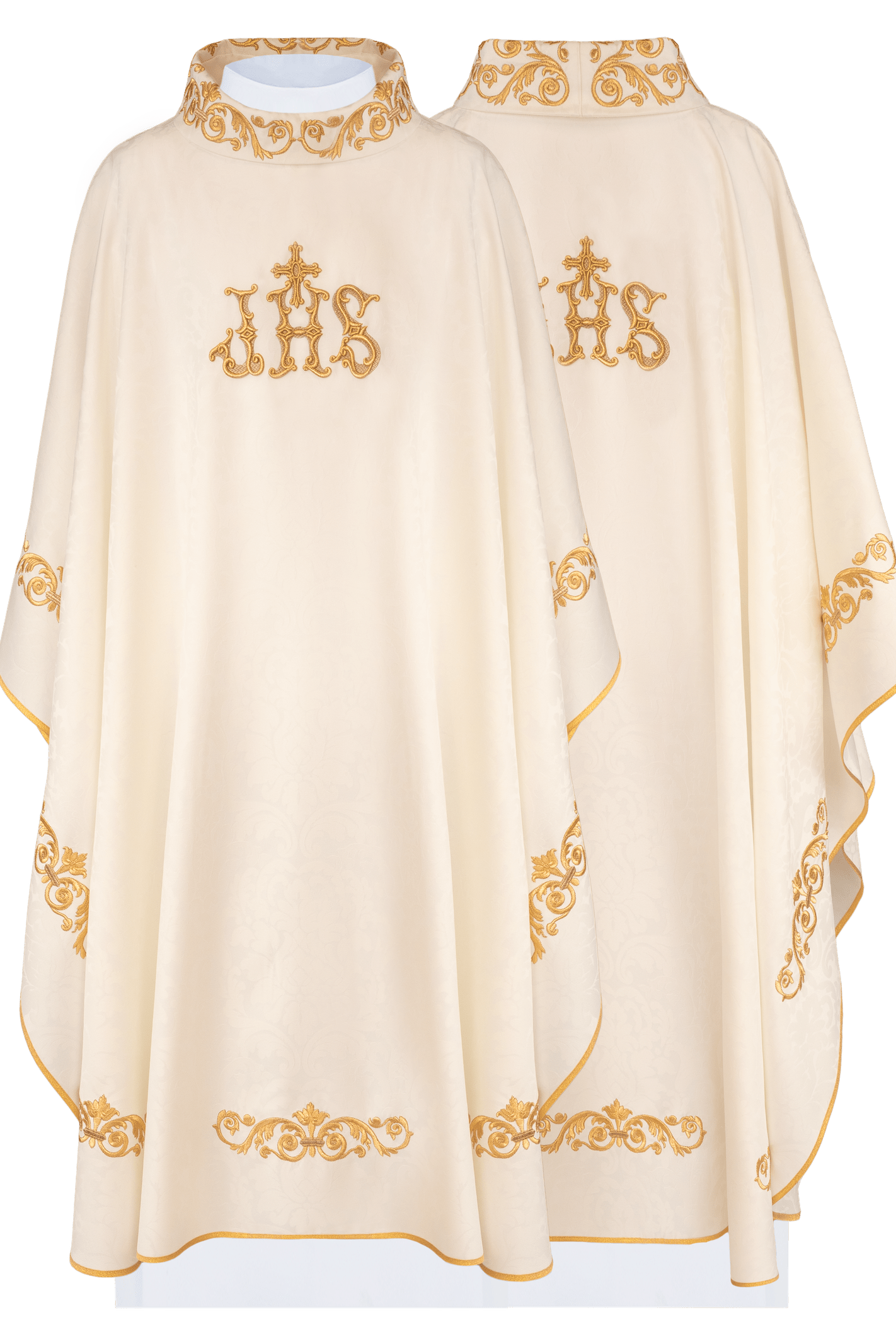 Ecru chasuble with IHS motif