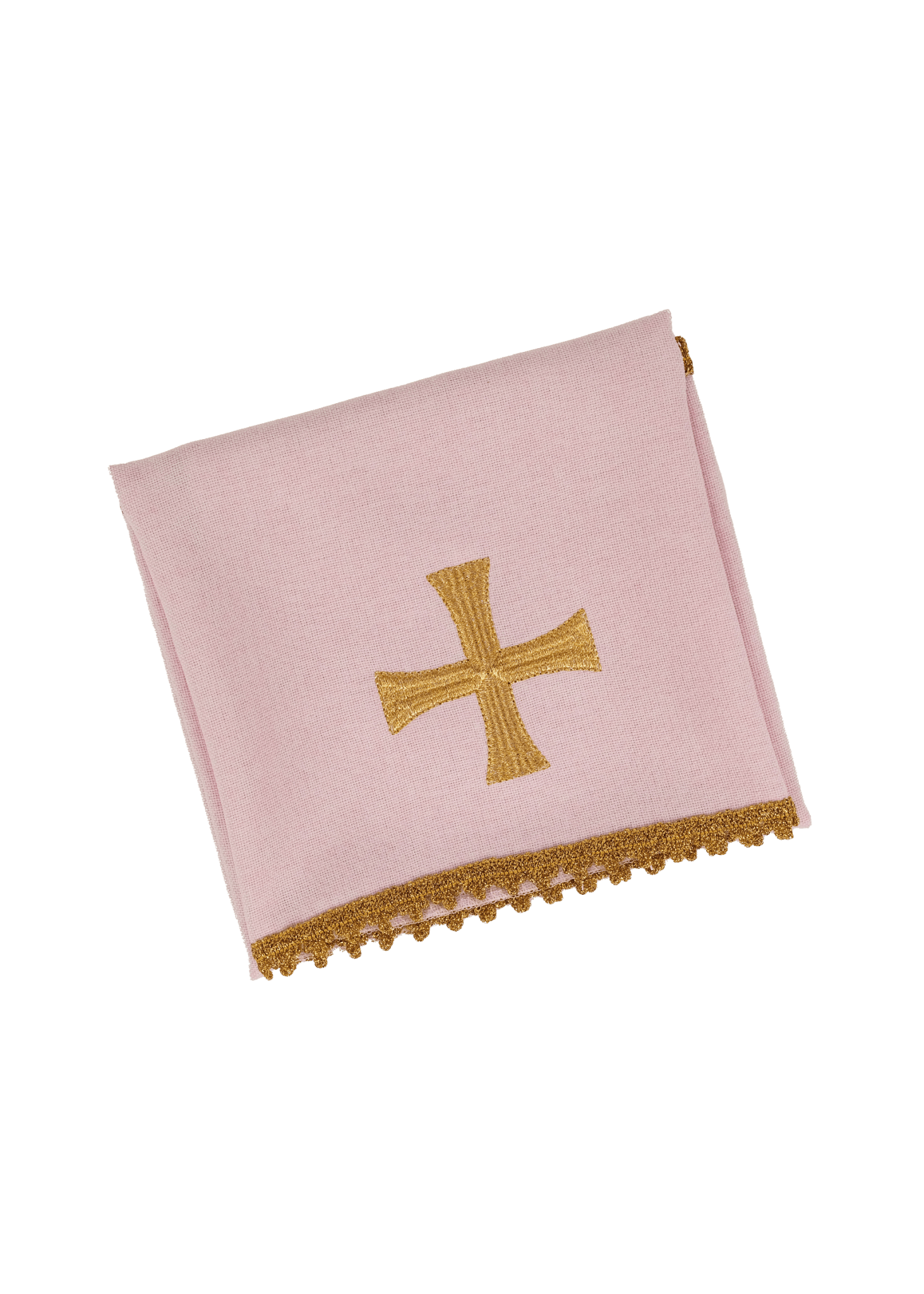 Pink chalice veil with symbol of the cross KWB/002/08/70 50X50 - HAFTINAUSA.COM