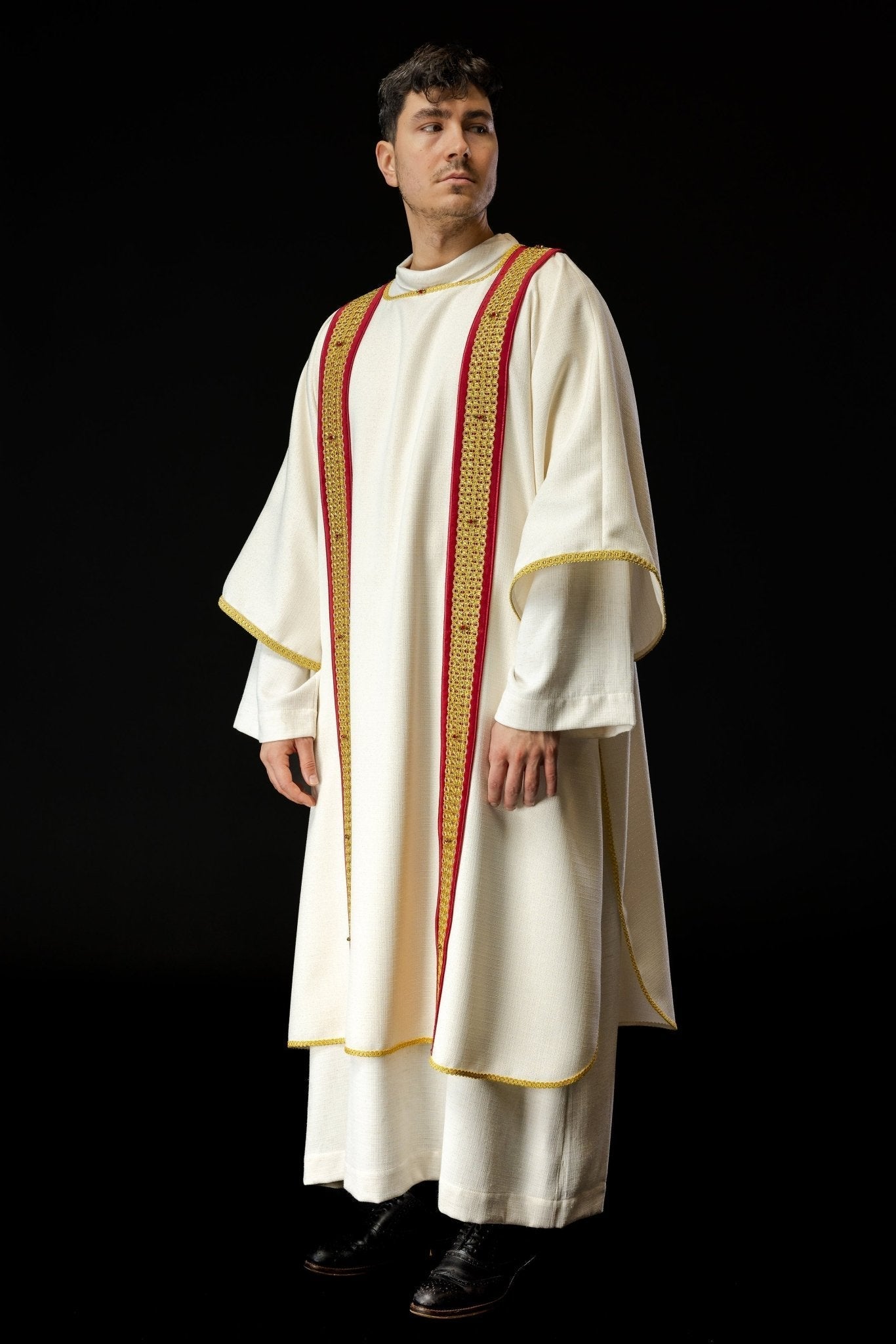 Priest dalmatic with red natural stones Handmade 1001 HM/1001/05/71/PA02 - HAFTINAUSA.COM