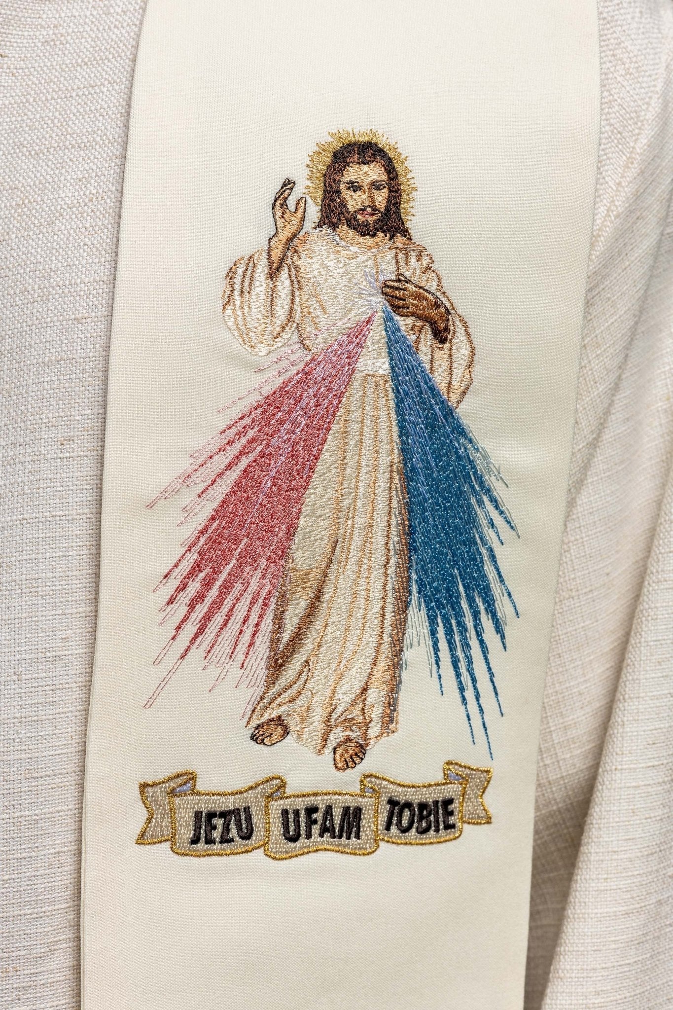 Priestly stole Jesus, I Trust in You in ecru KST/071/05/01 ECRU EN - HAFTINAUSA.COM